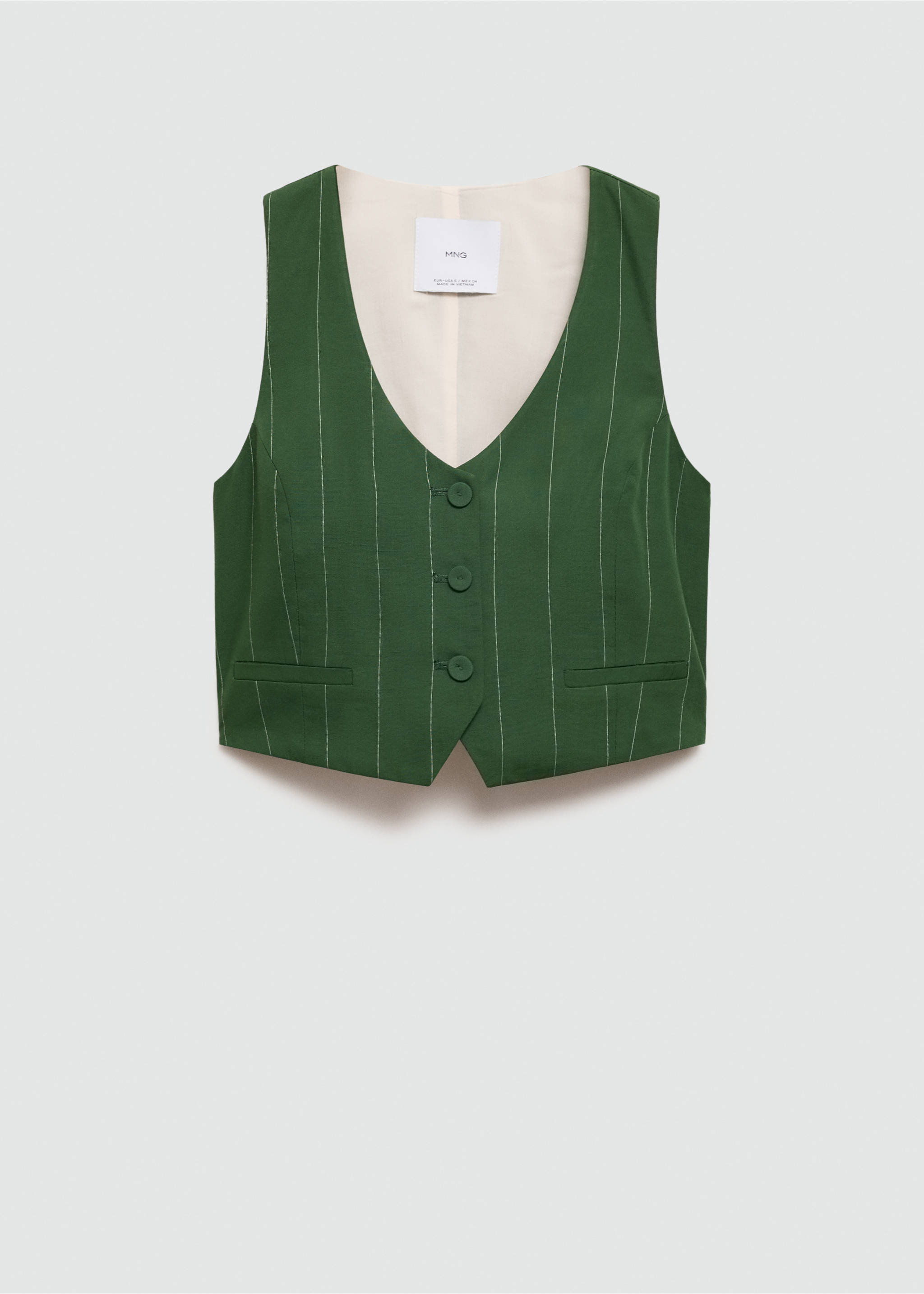 Pinstriped suit waistcoat - Article without model, Green. Ref: 77014768-00.