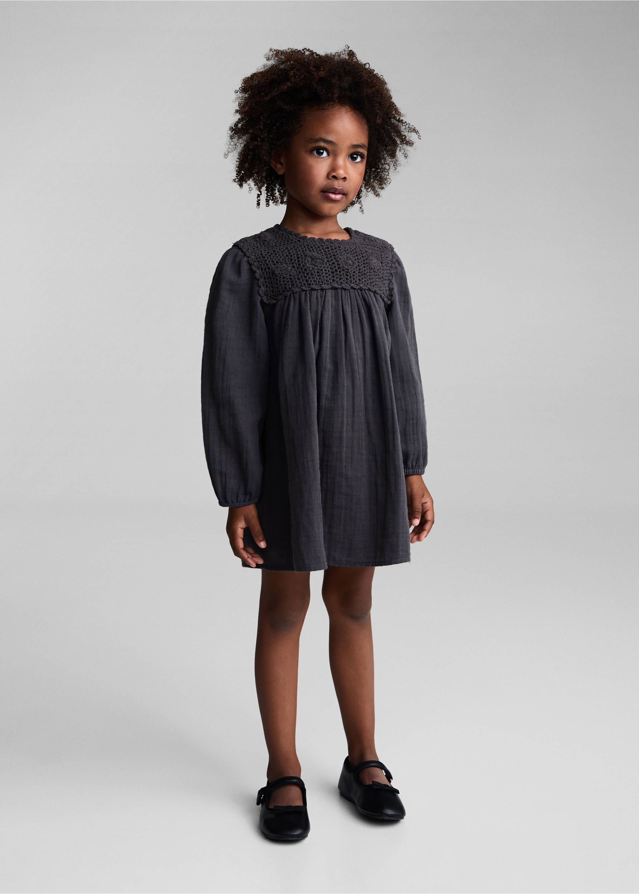 Crochet panel dress - General plane, Charcoal. Ref: 77014772-00.