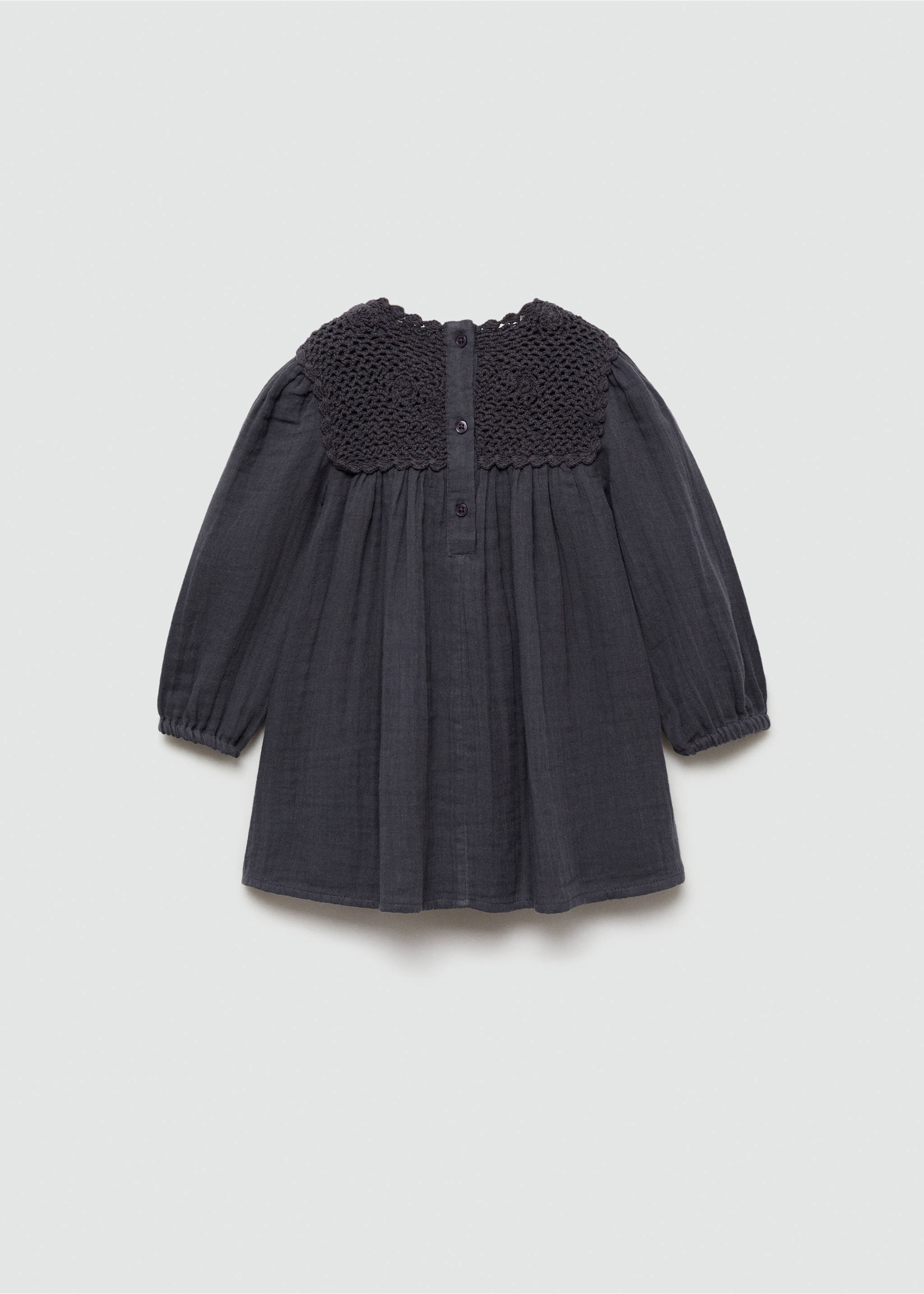 Crochet panel dress - Reverse of the article, Charcoal. Ref: 77014772-00.