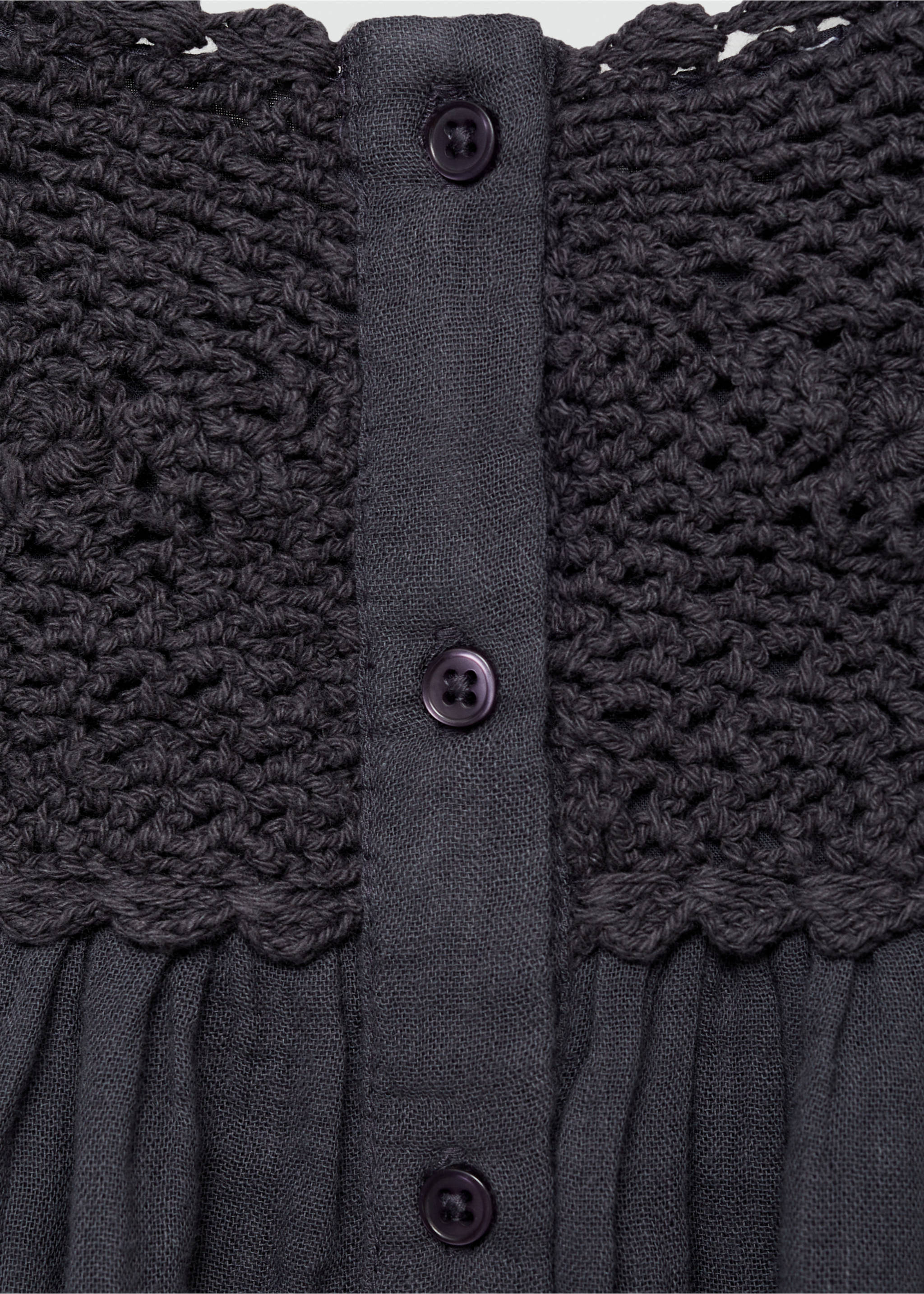 Crochet panel dress - Details of the article 0, Charcoal. Ref: 77014772-00.