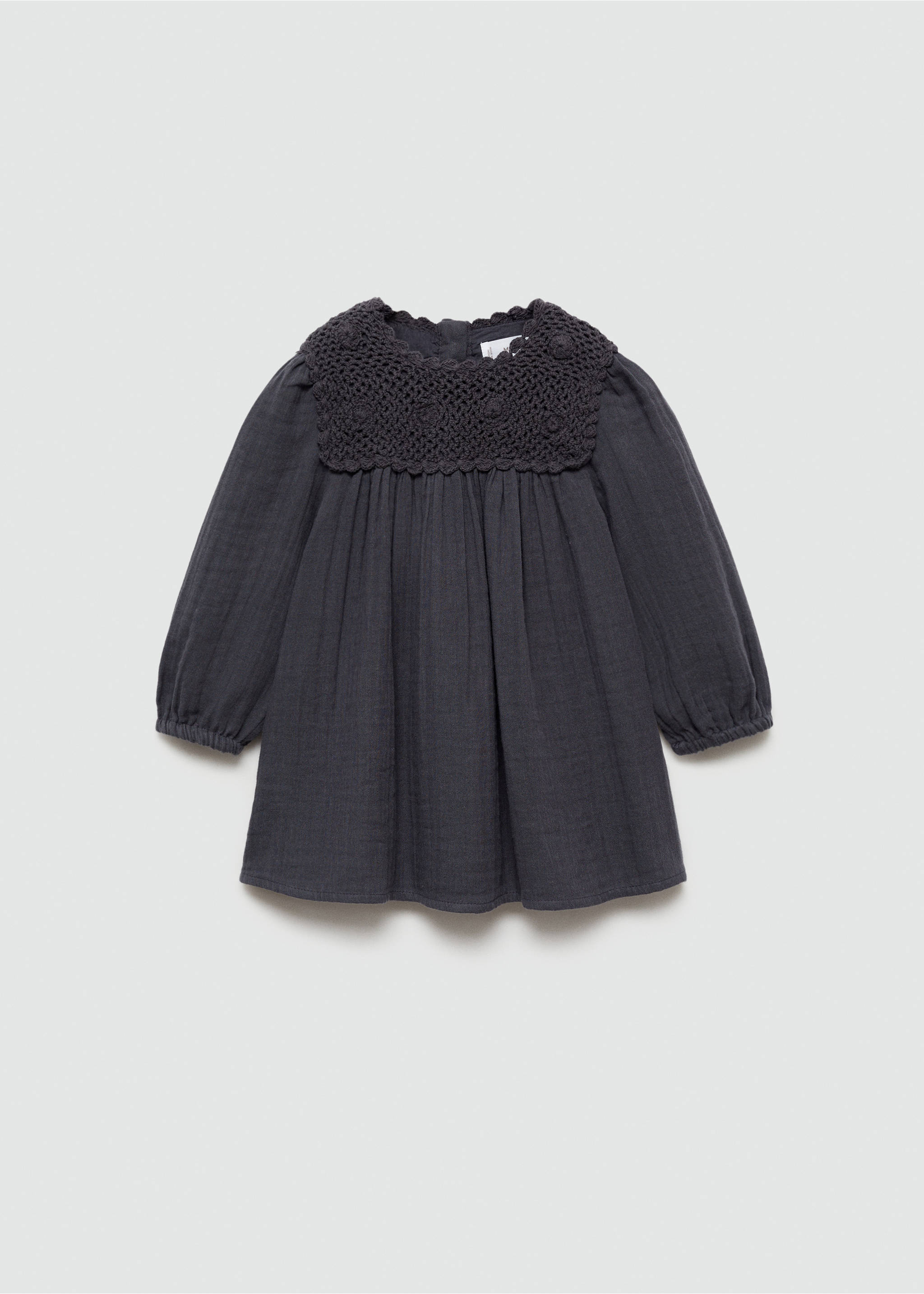 Crochet panel dress - Article without model, Charcoal. Ref: 77014772-00.