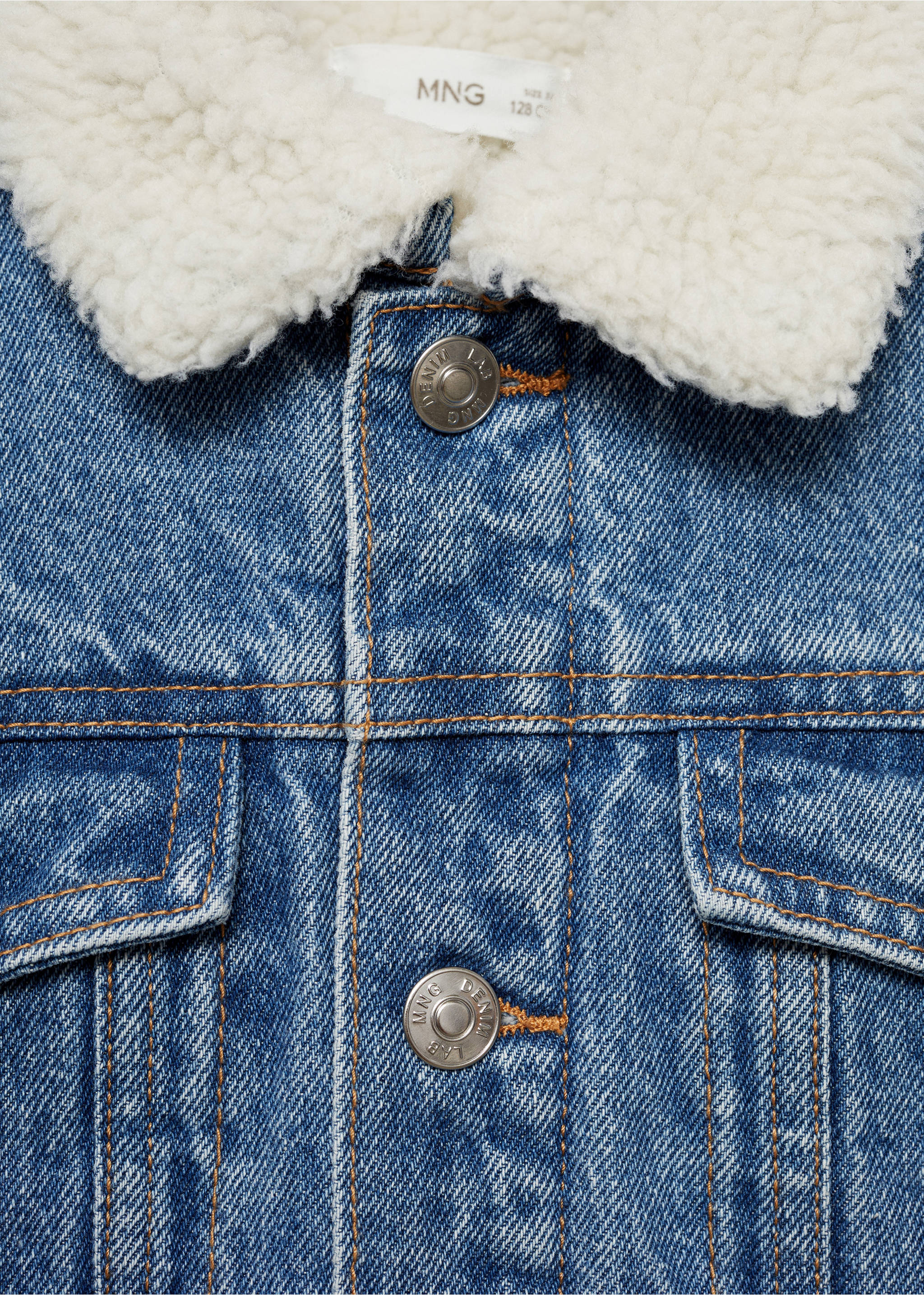 Shearling denim jacket - Details of the article 8, Medium Blue. Ref: 77014774-00.