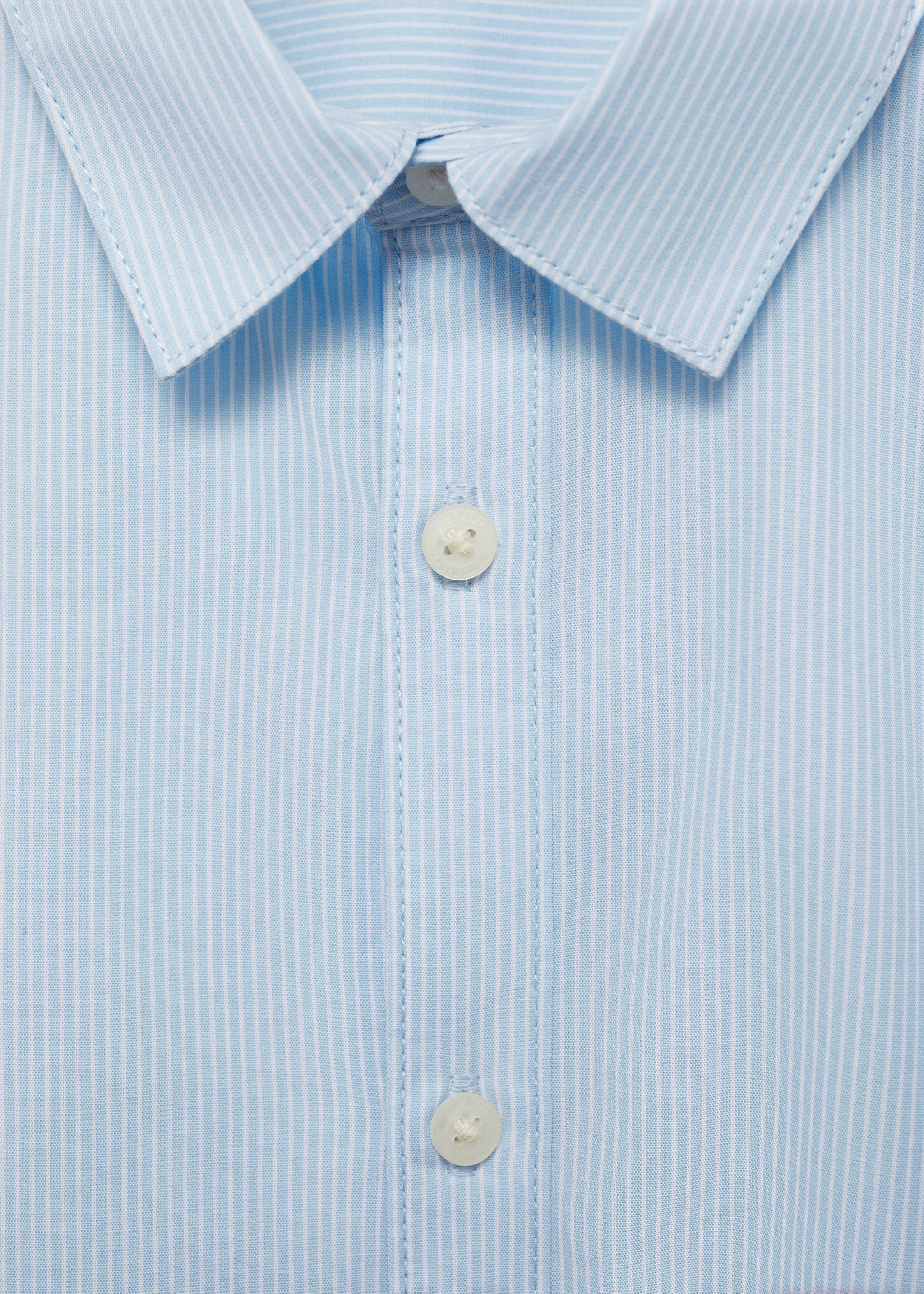 Regular-fit striped cotton shirt - Details of the article 8, Sky Blue. Ref: 77014775-00.