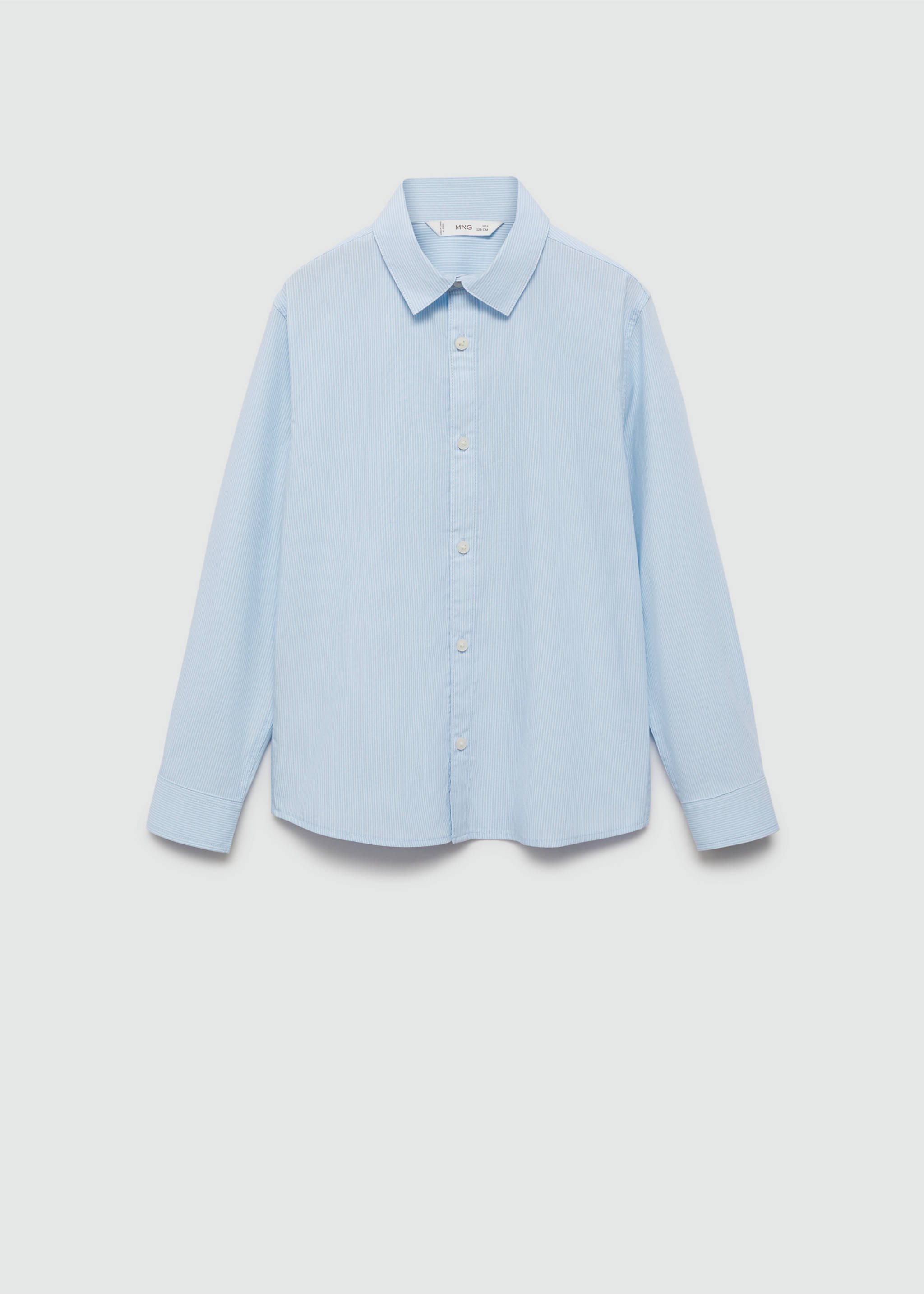 Regular-fit striped cotton shirt - Article without model, Sky Blue. Ref: 77014775-00.