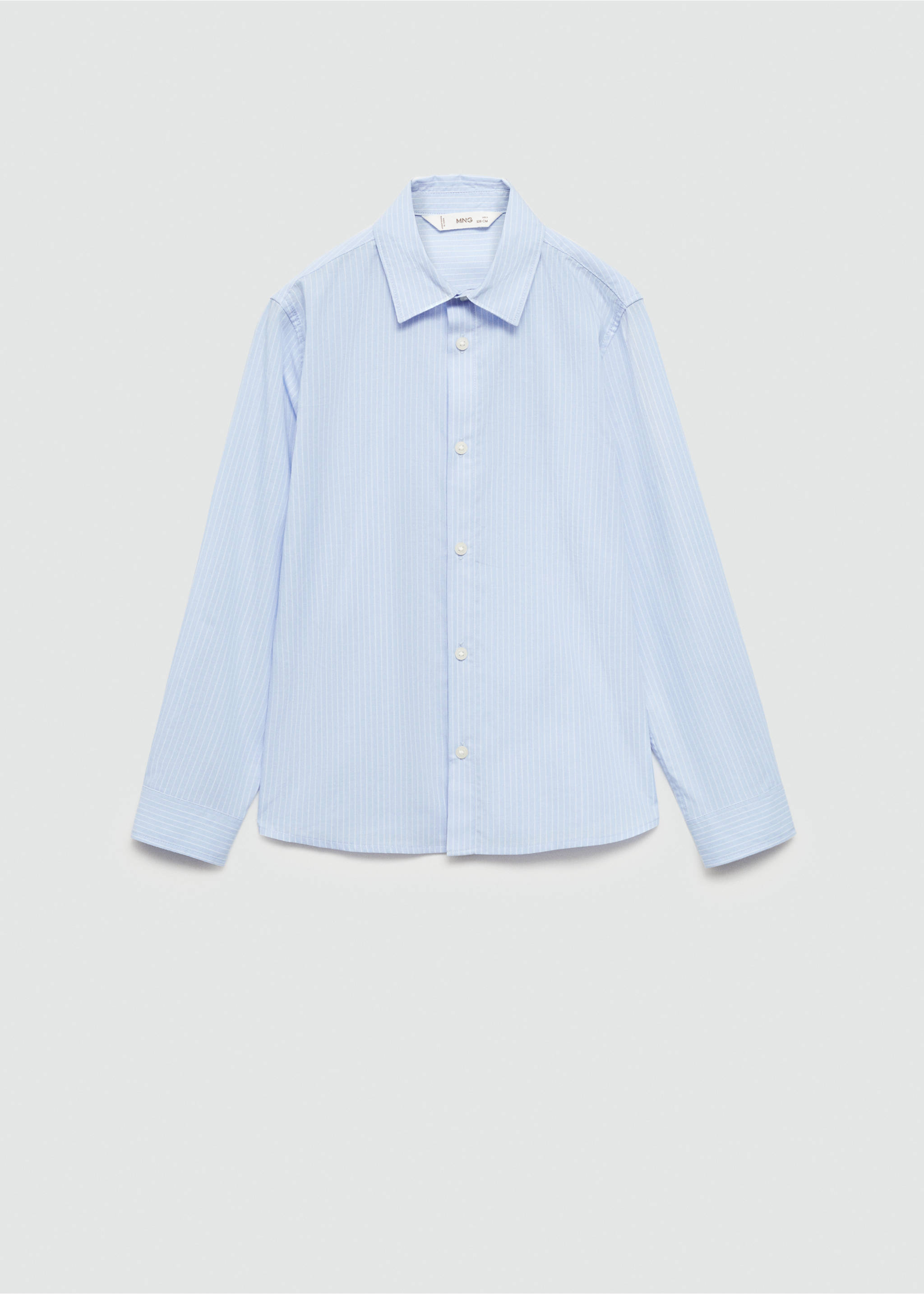 Striped cotton shirt - Article without model, Sky Blue. Ref: 77014776-00.
