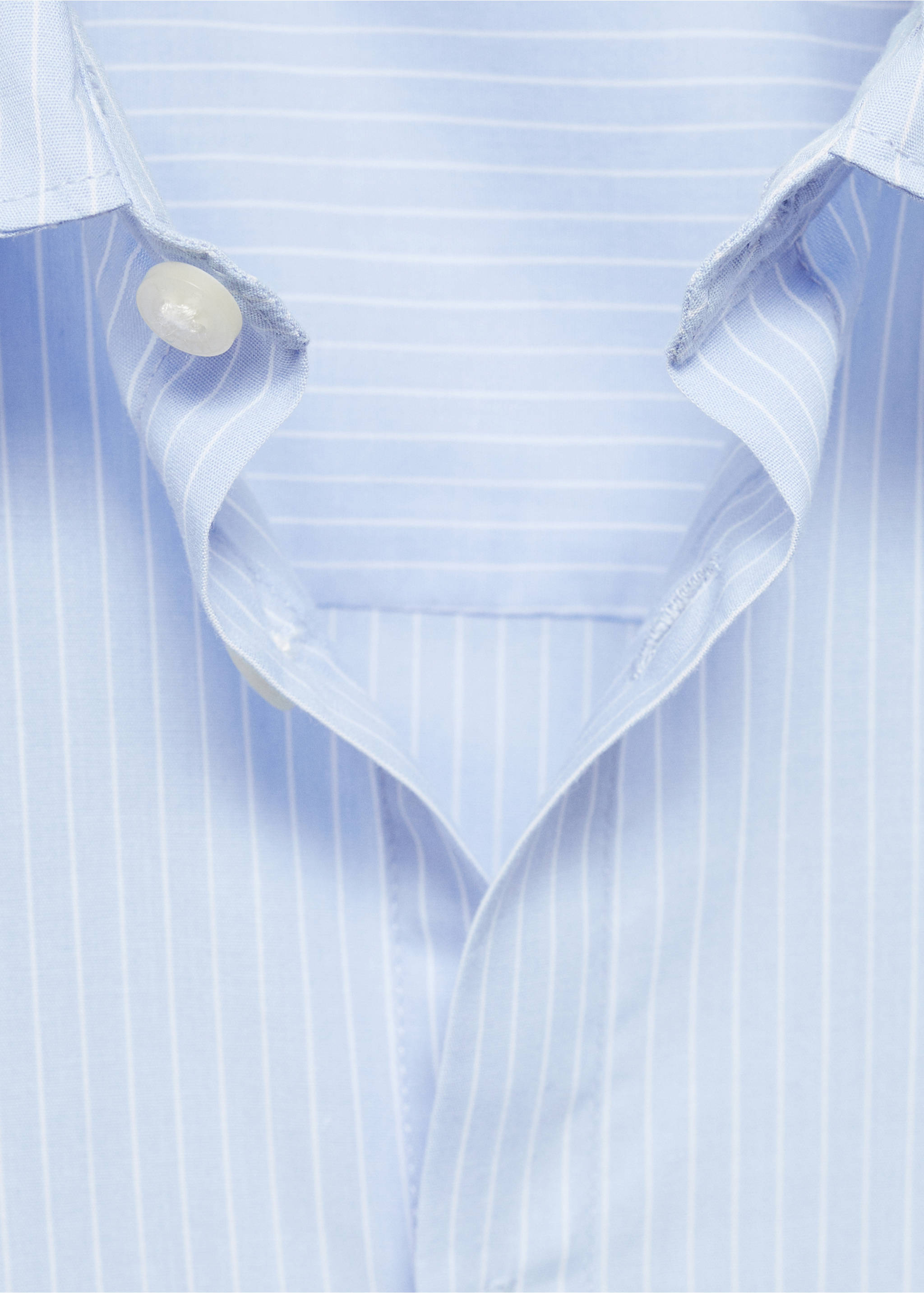 Striped cotton shirt - Details of the article 8, Sky Blue. Ref: 77014776-00.