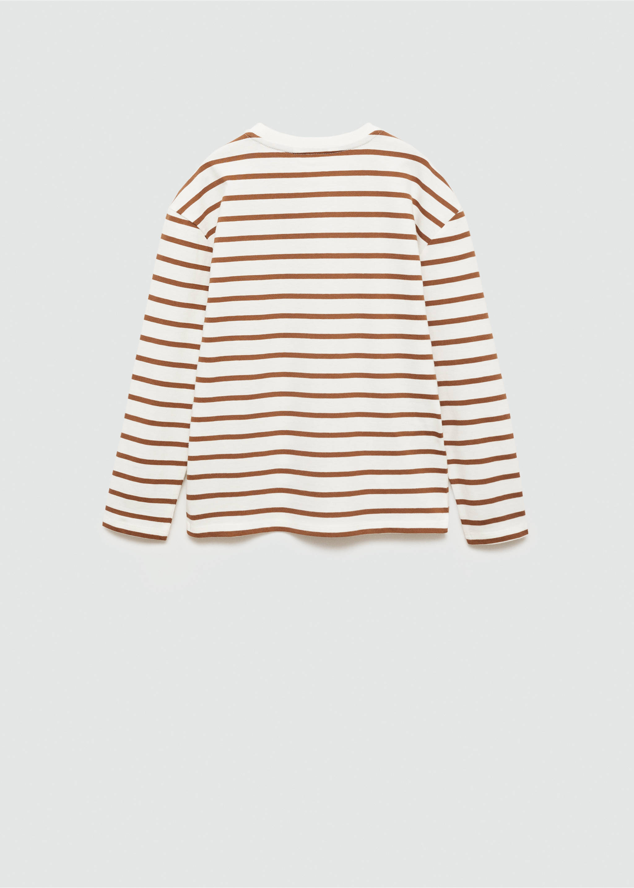 Striped long sleeves t-shirt - Reverse of the article, Caramel. Ref: 77014778-00.