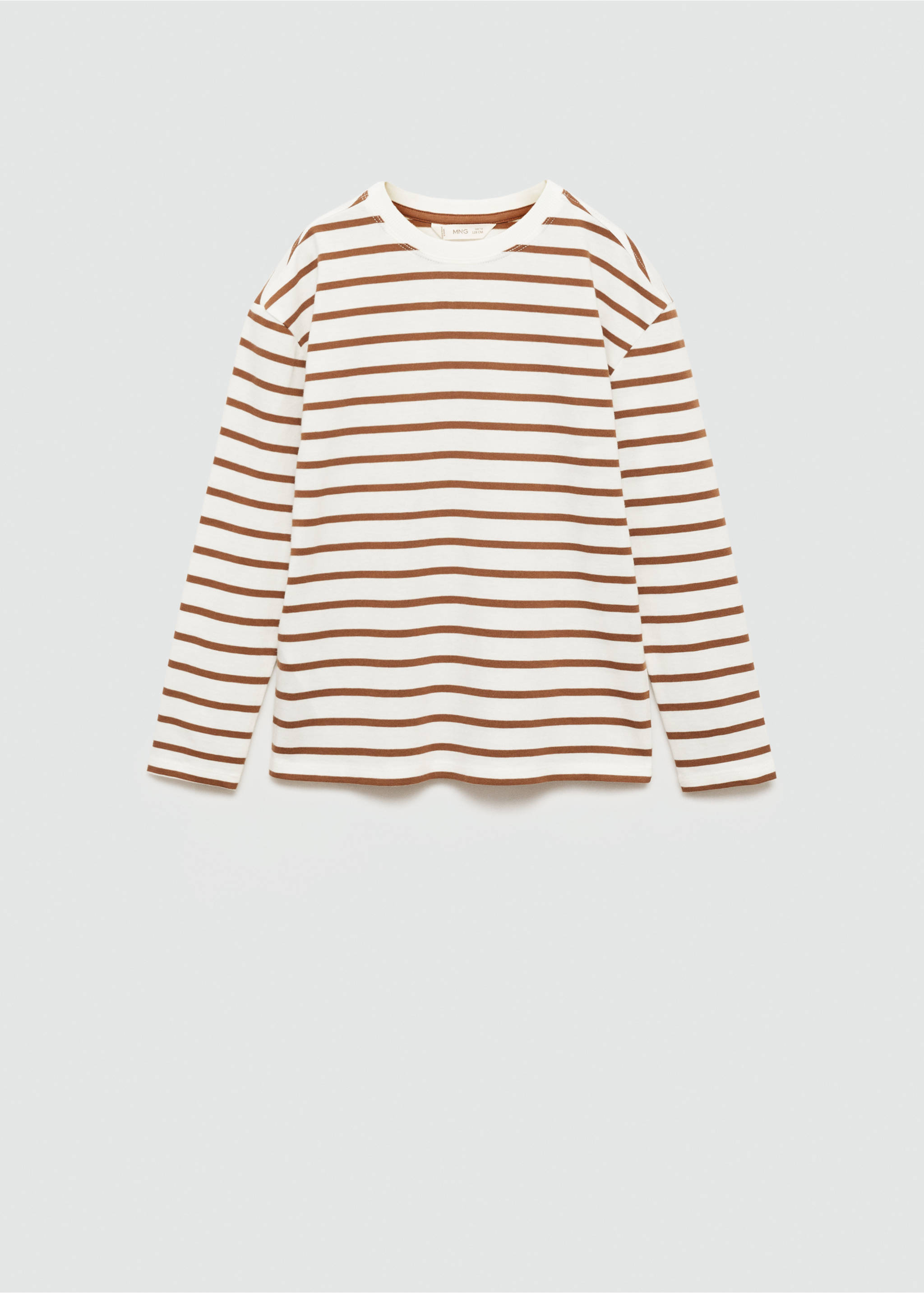 Striped long sleeves t-shirt - Article without model, Caramel. Ref: 77014778-00.