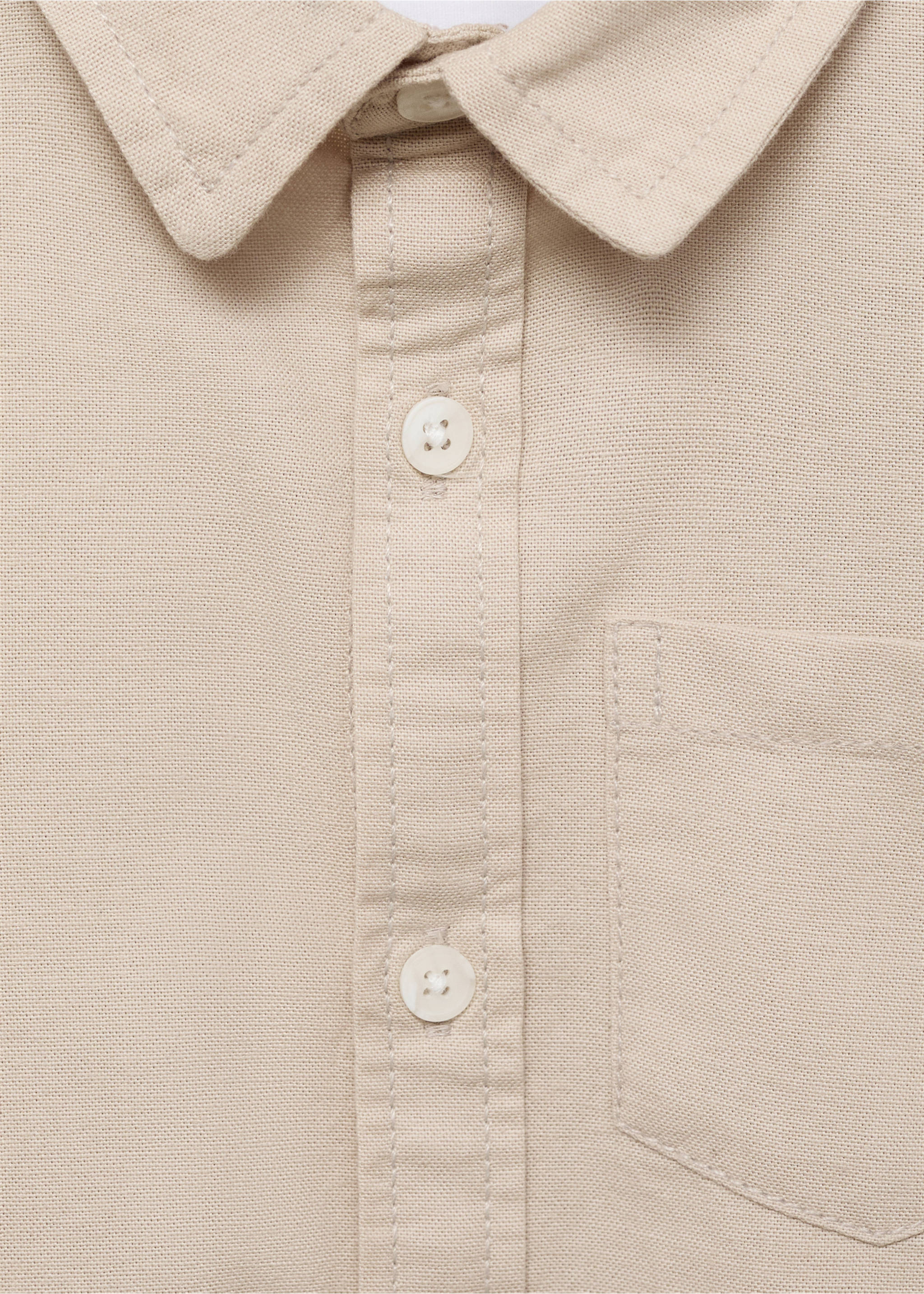 Chest-pocket cotton shirt - Details of the article 8, Ivory White. Ref: 77014781-00.