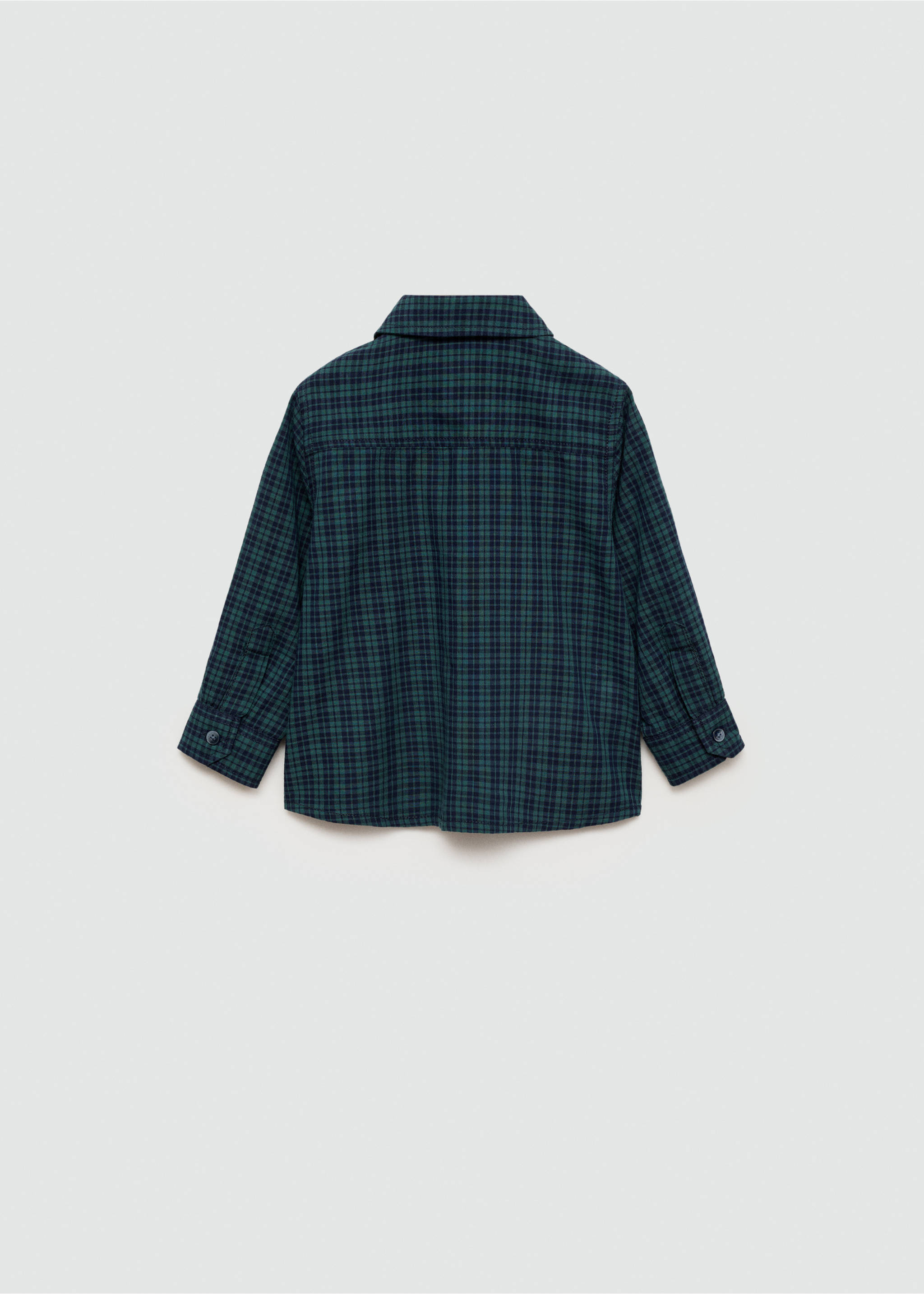 Πουκάμισο βαμβακερό καρό - Πίσω όψη προϊόντος, Πράσινο Σκούρο. Ref: 77014783-00.