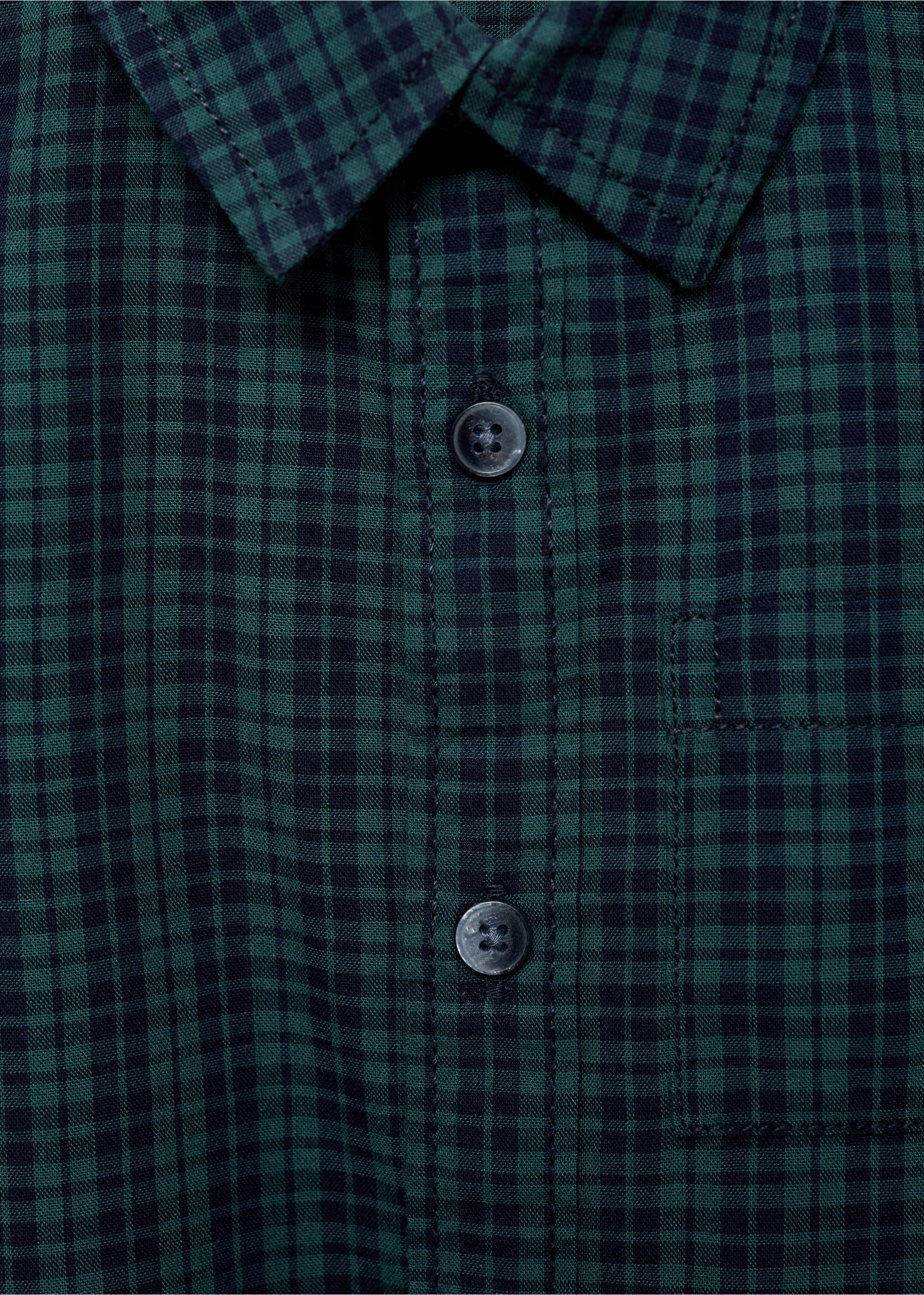 Πουκάμισο βαμβακερό καρό - Λεπτομέρεια του προϊόντος 8, Πράσινο Σκούρο. Ref: 77014783-00.