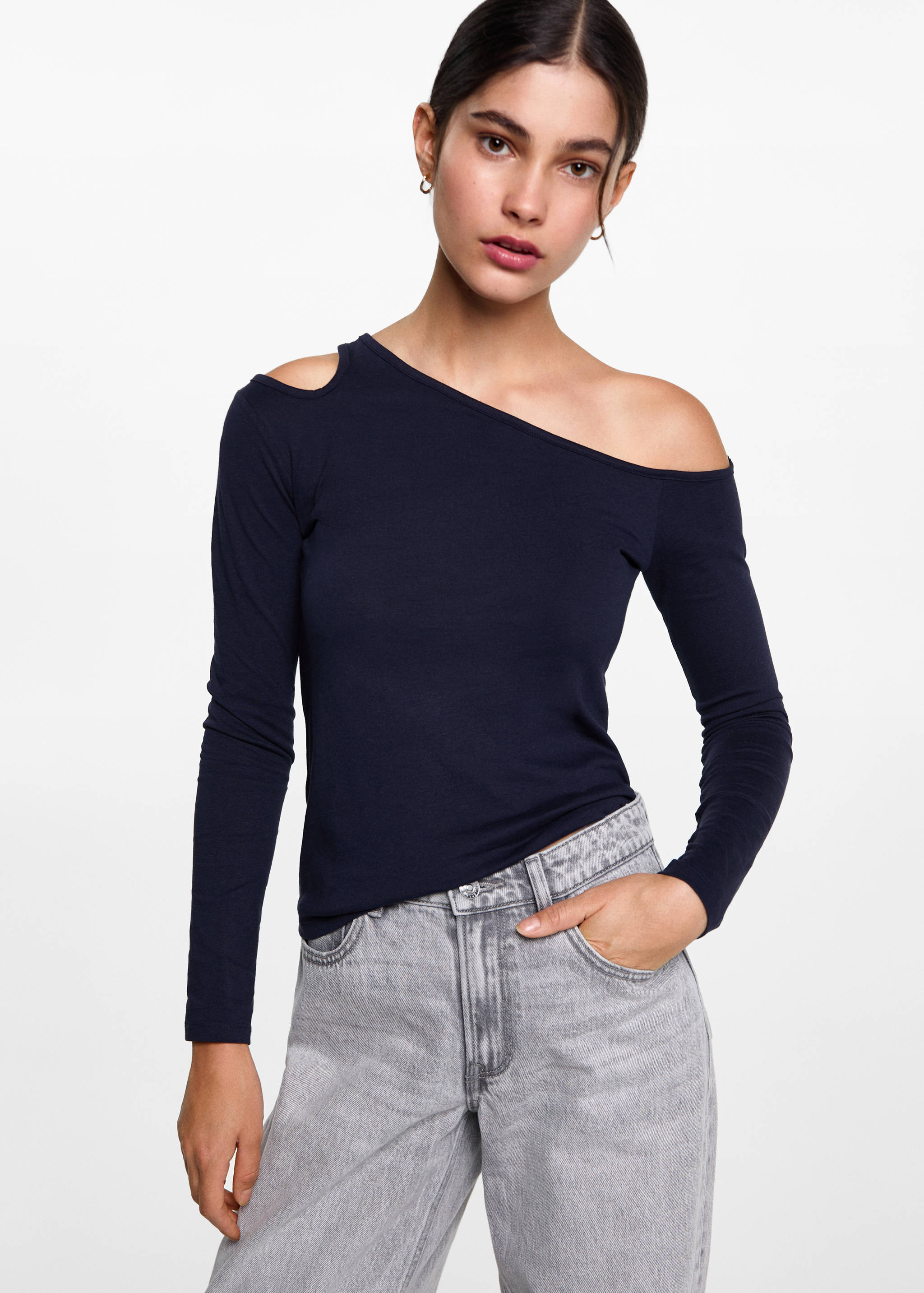 Camiseta algodón asimétrica - Plano medio