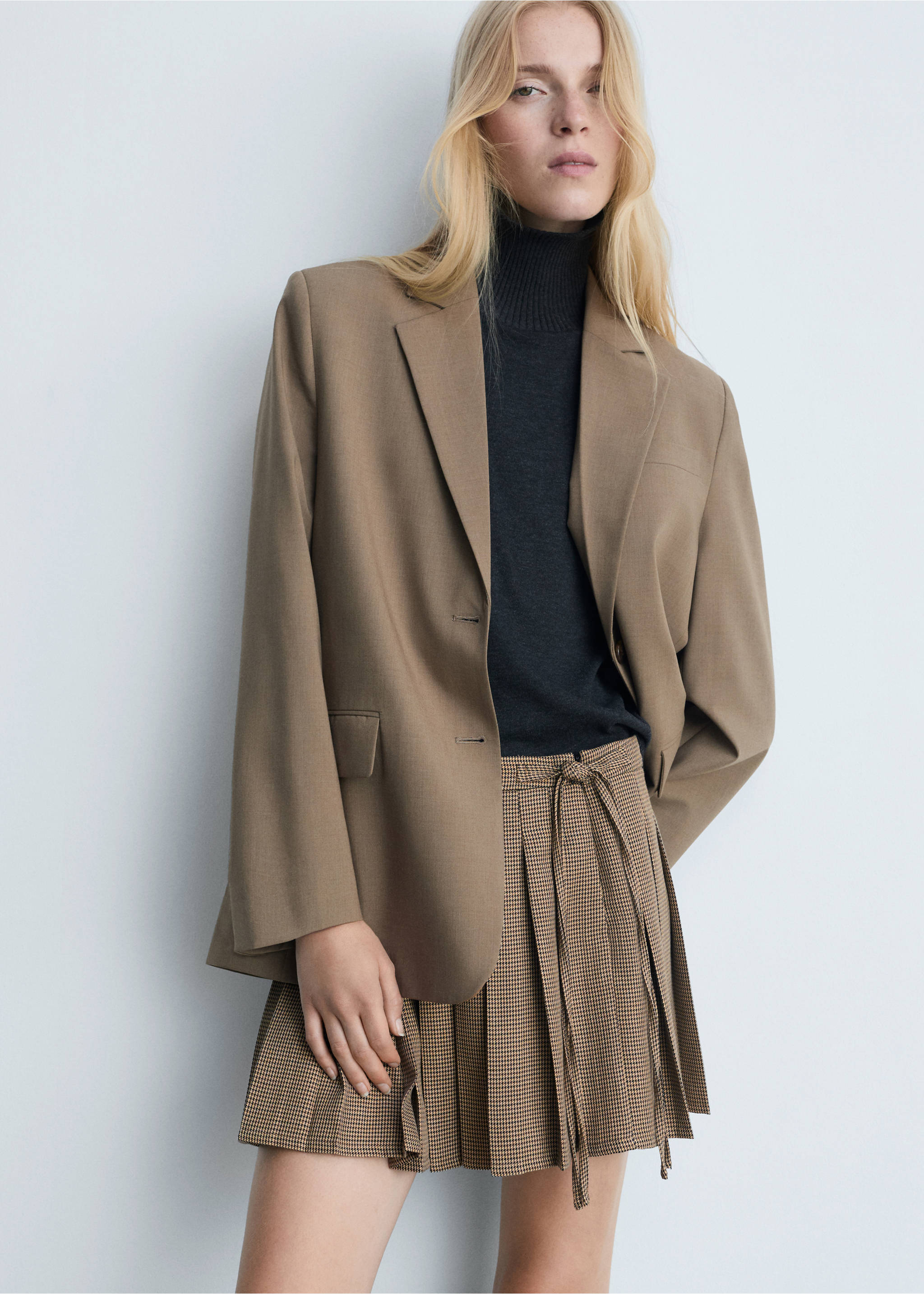 Houndstooth mini-skirt - Medium plane, Brown. Ref: 77014787-00.