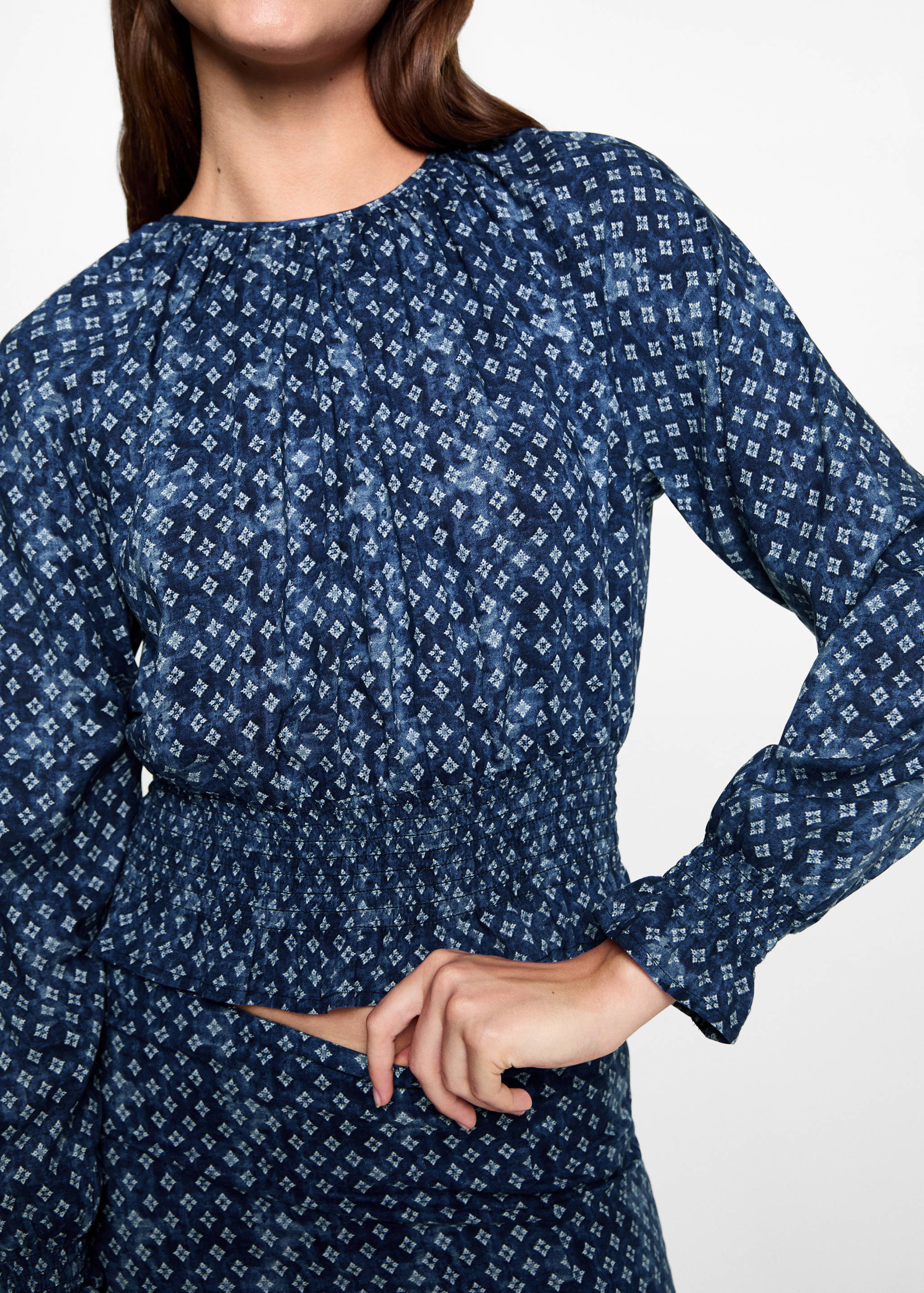 Blusa estampada fruncido - Detalle del artículo 1