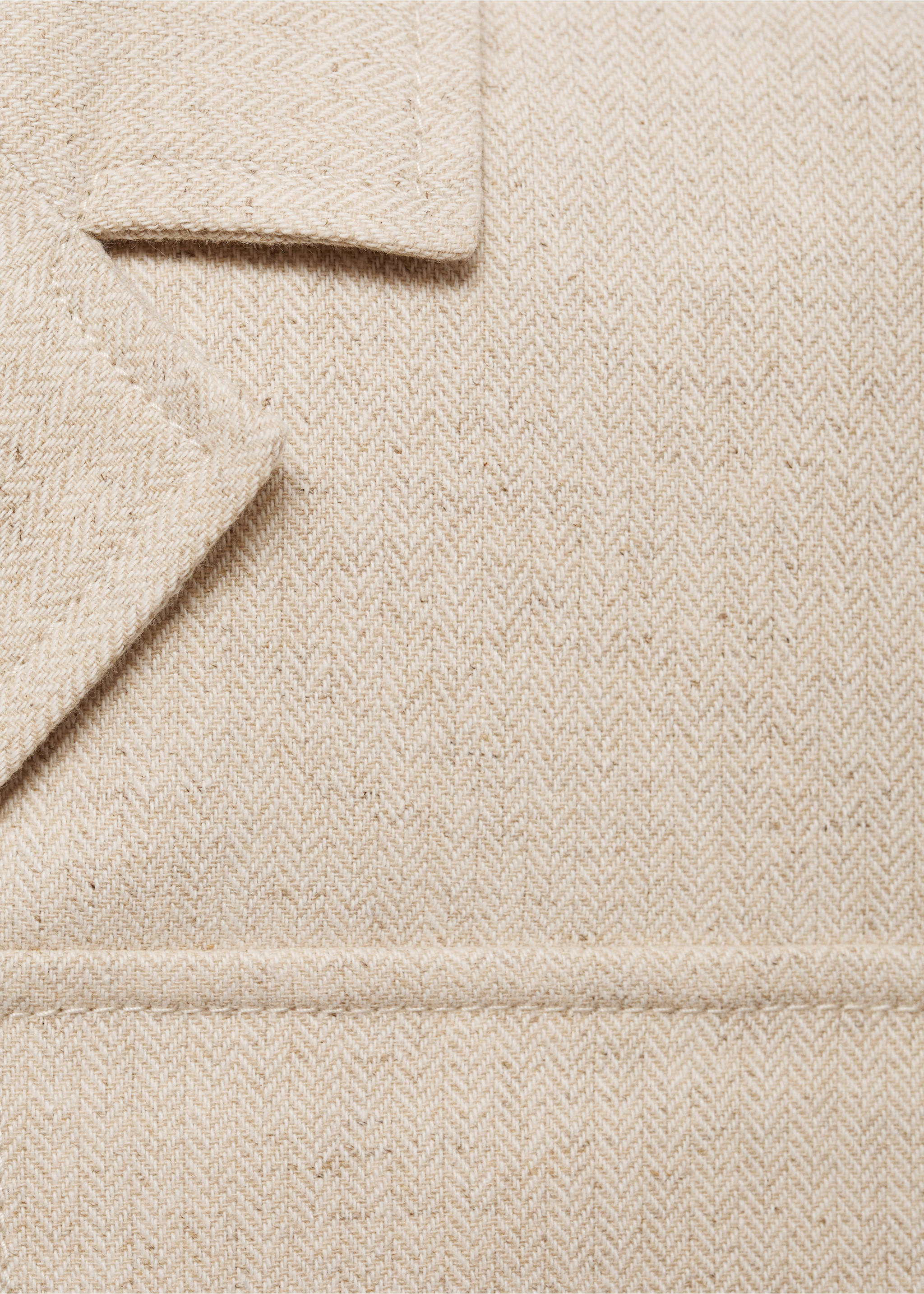 Linen-cotton tailored jacket with pockets - Details of the article 8, Beige. Ref: 77014795-00.