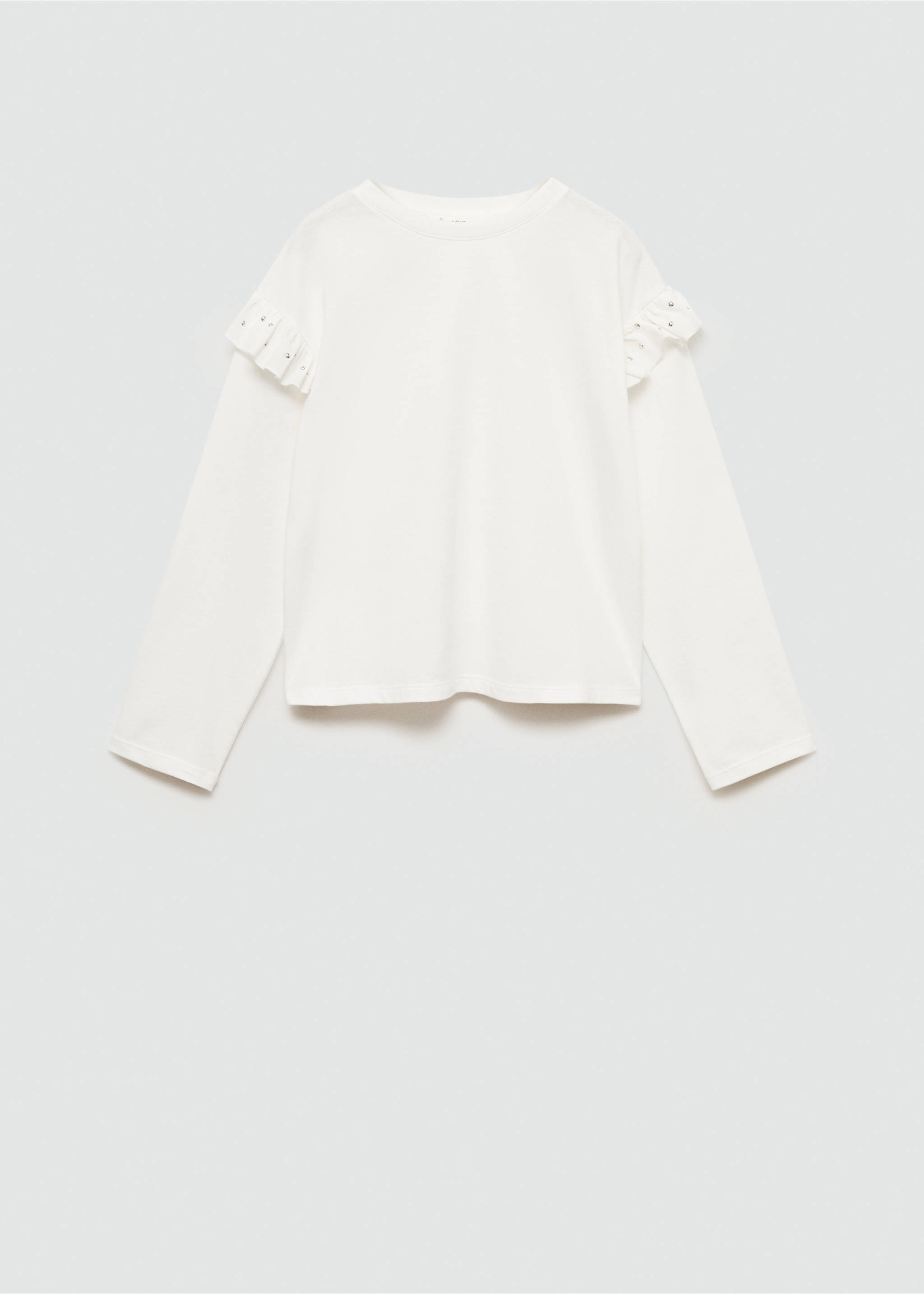 T-shirt with studded ruffles - Article without model, Off White. Ref: 77014801-00.