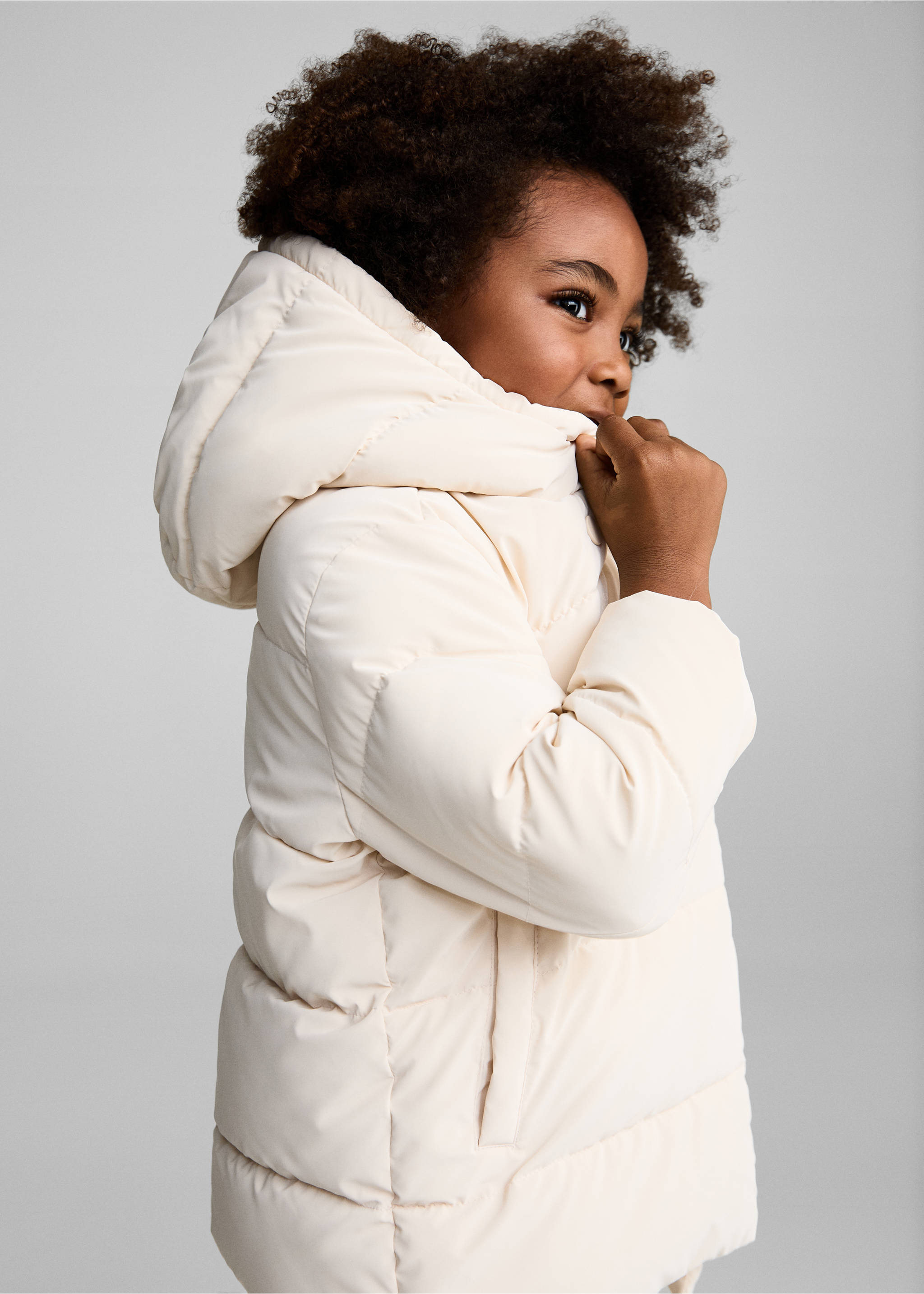 Steppanorak mit Innenfutter aus Plüsch - Mittlere Ansicht, Ecru. Ref: 77015149-00.