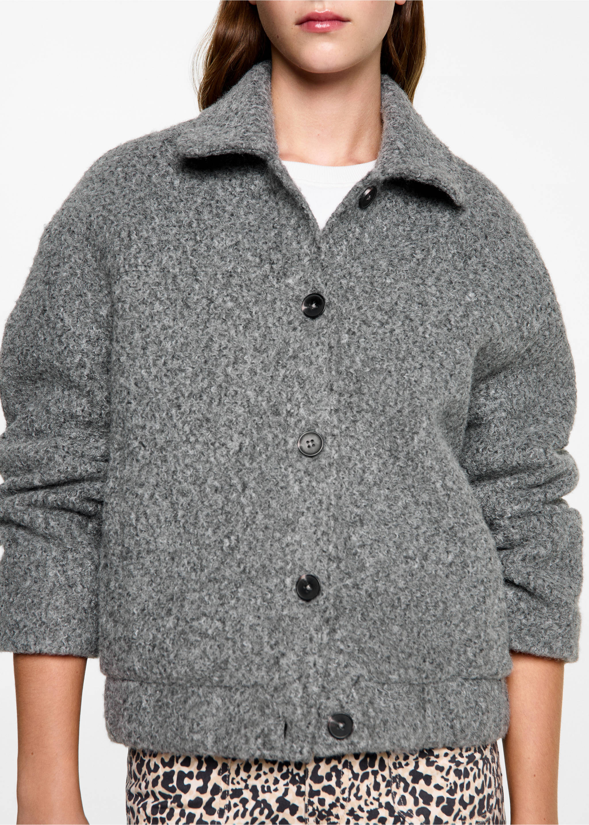 Bomber jacket - Details of the article 6, Grey. Ref: 77015635-00.