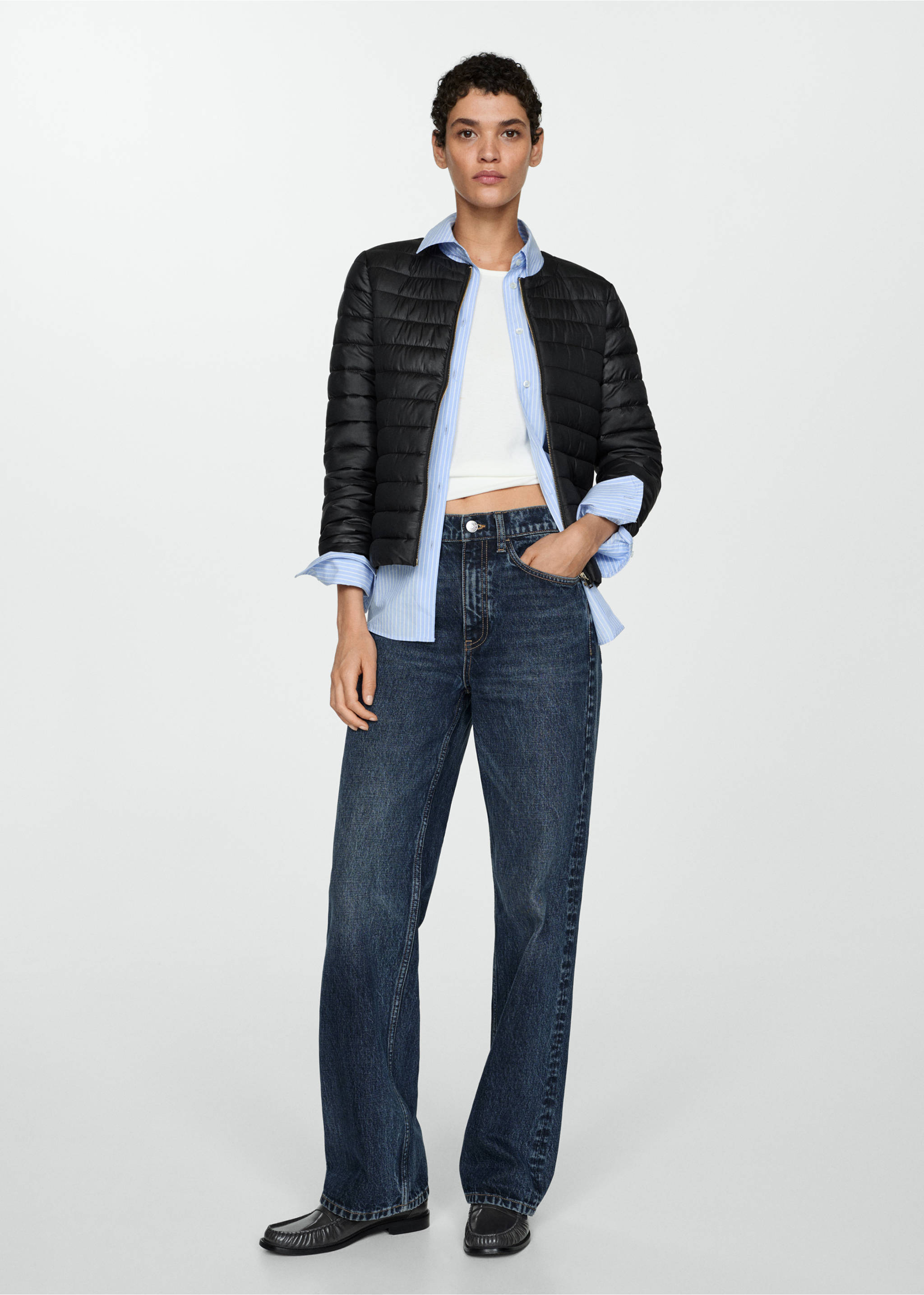 Pocket quilted jacket - General plane, Black. Ref: 77015636-00.
