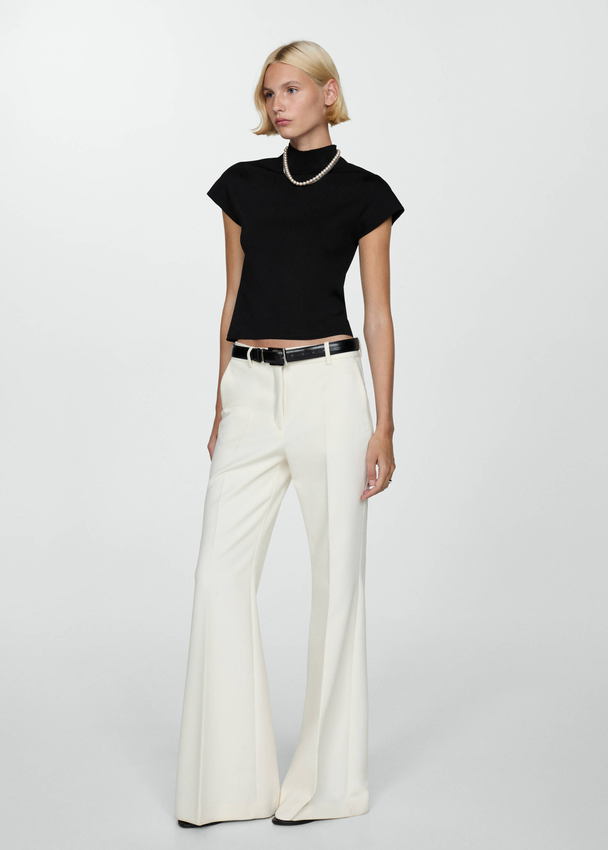 Perkins-neck short-sleeved sweater - General plane