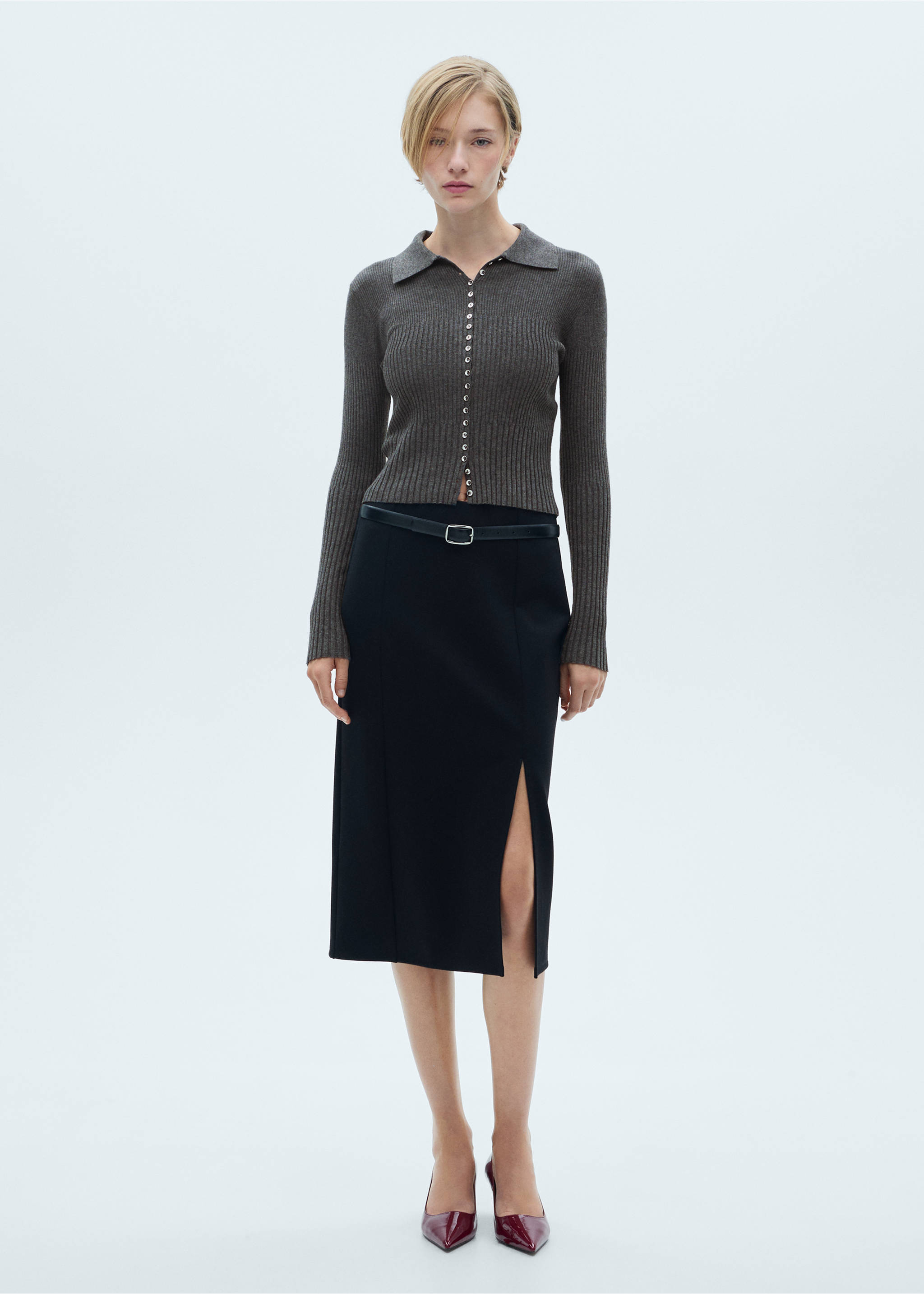 Dekorativa knappar tröja - Allmän bild, Mörk Heather grå. Ref: 77015643-00.