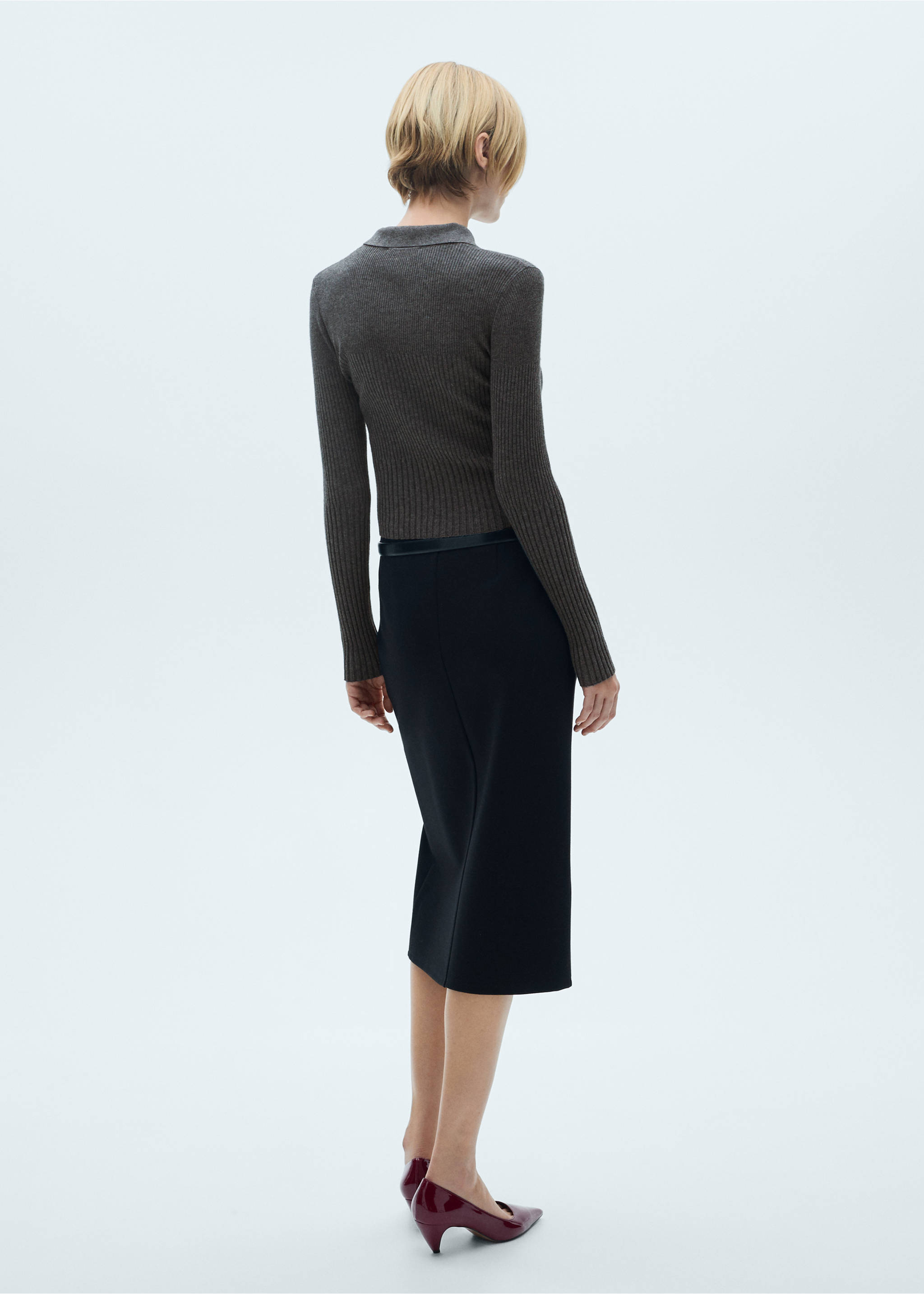 Dekorativa knappar tröja - Artikelns baksida, Mörk Heather grå. Ref: 77015643-00.