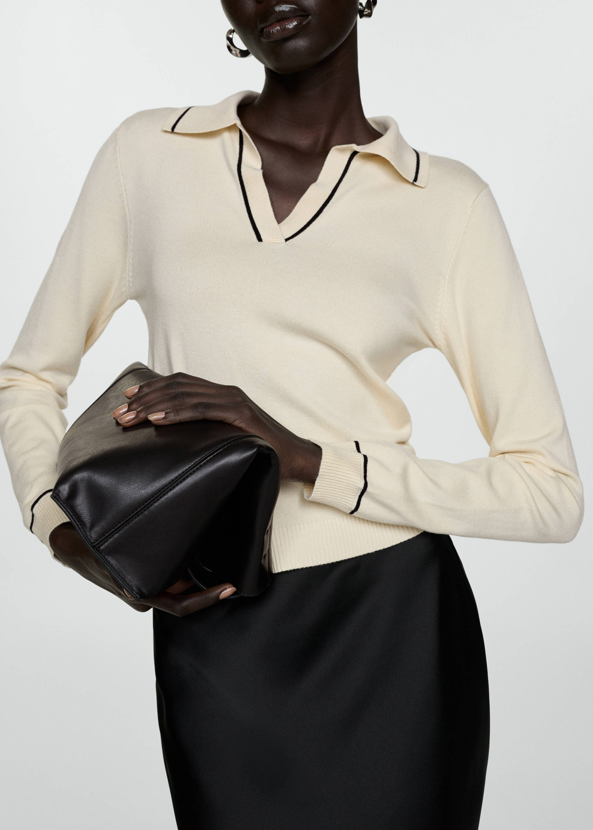 Stickad tröja polokrage - Bild av mittparti