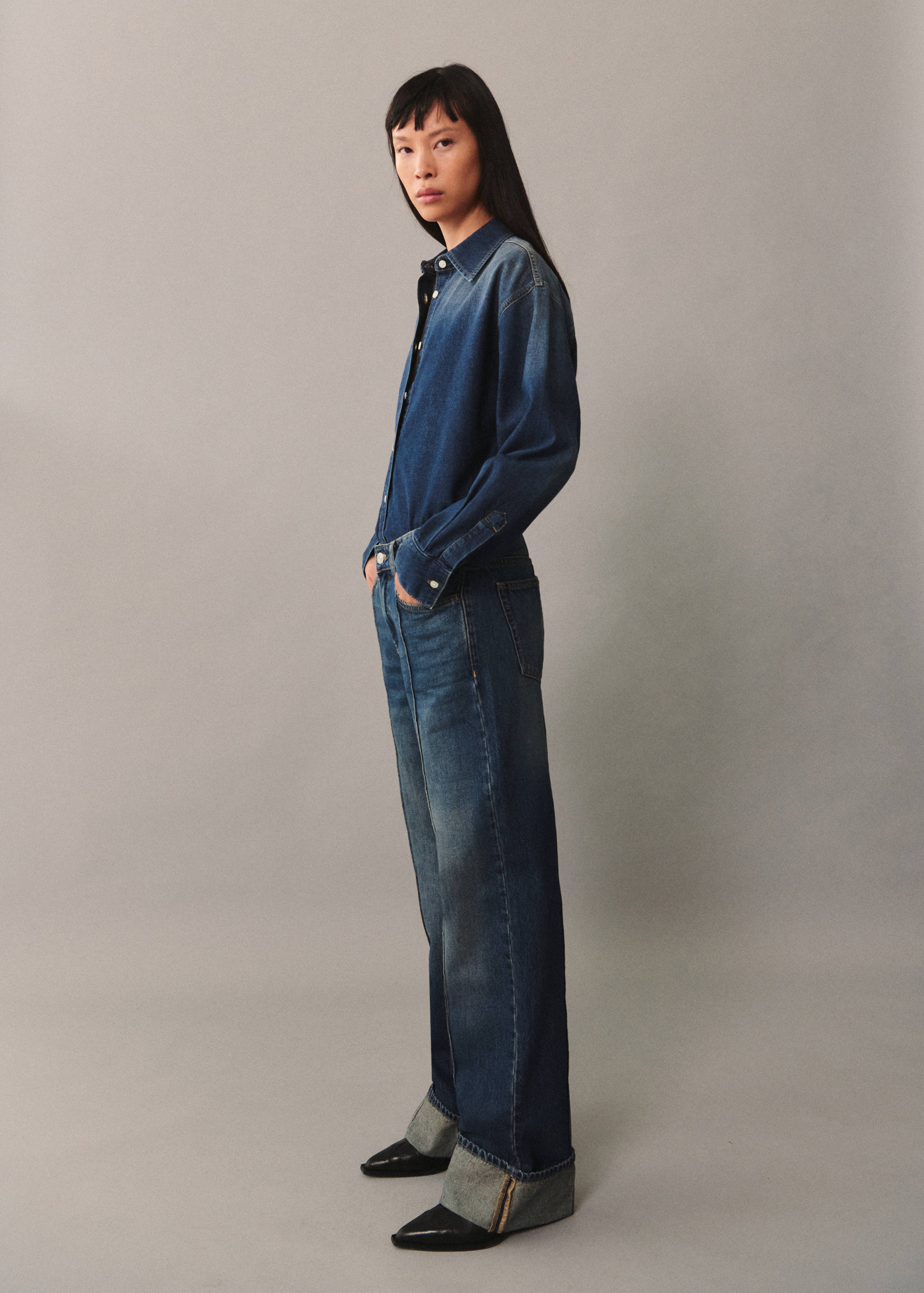 High-waist straight-fit jeans - Overzichtstekening