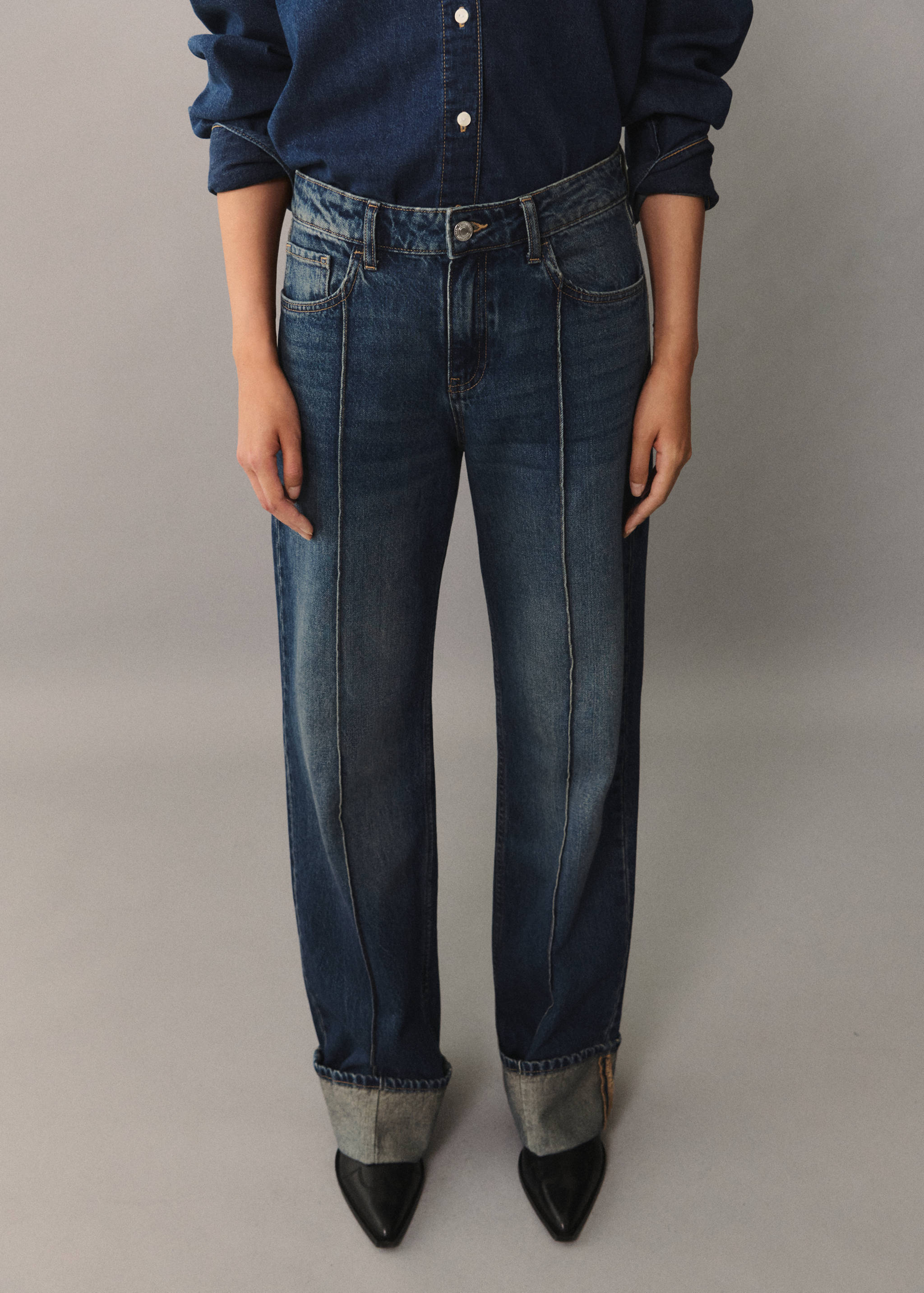 High-waist straight-fit jeans - Middenvlak