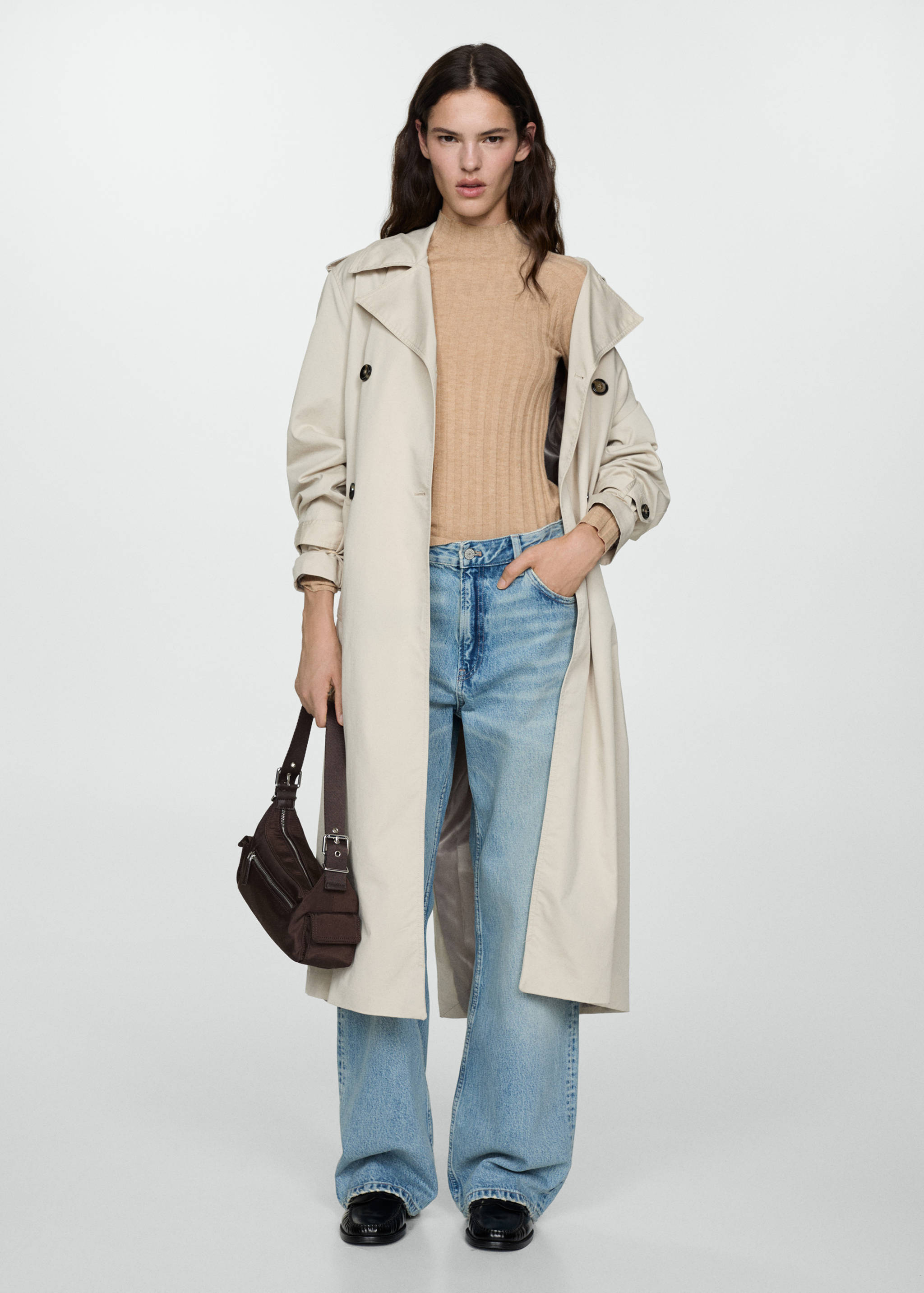 Ribbed sweater with perkins neck - General plane