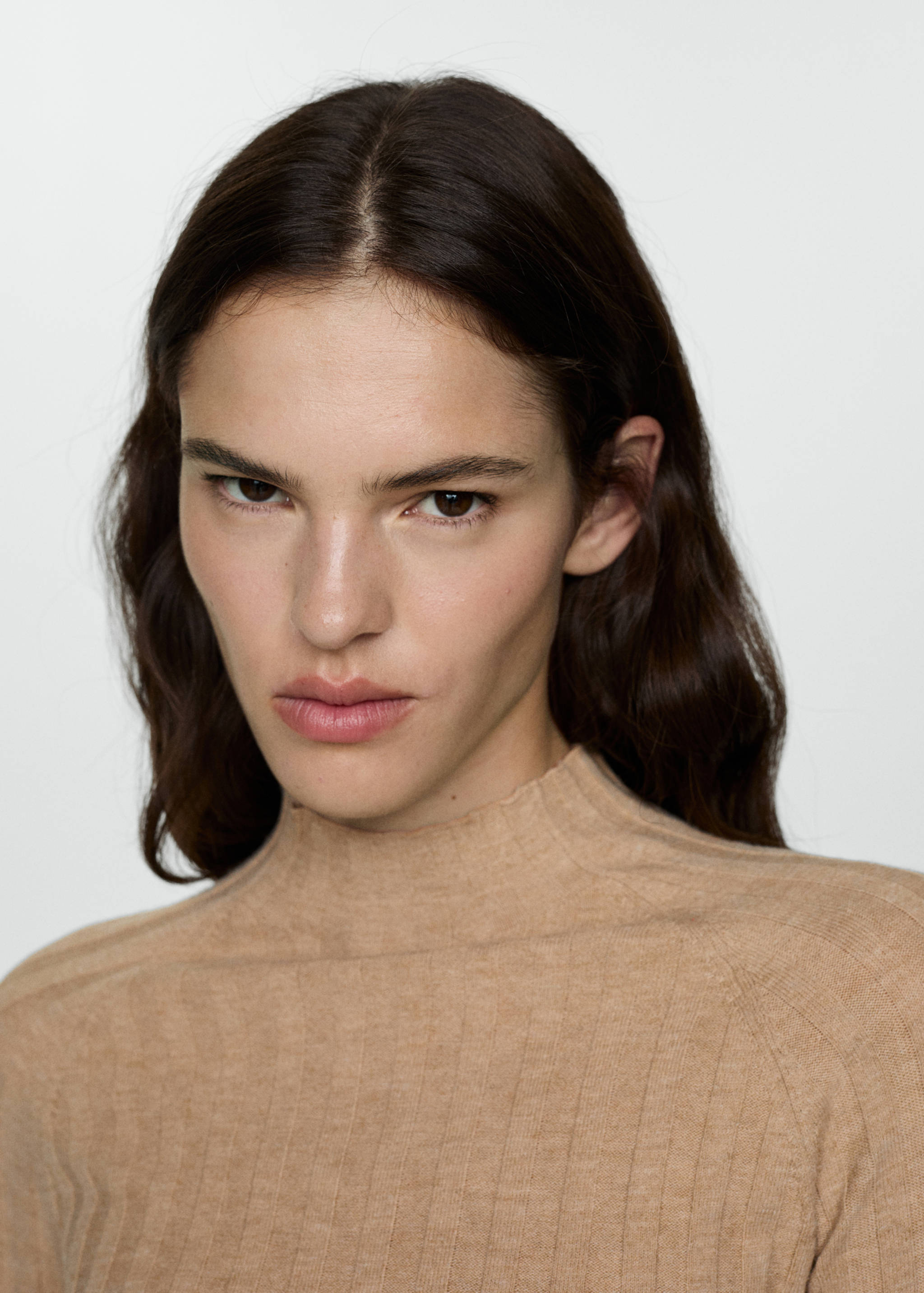 Ribbed sweater with perkins neck - Details of the article 1