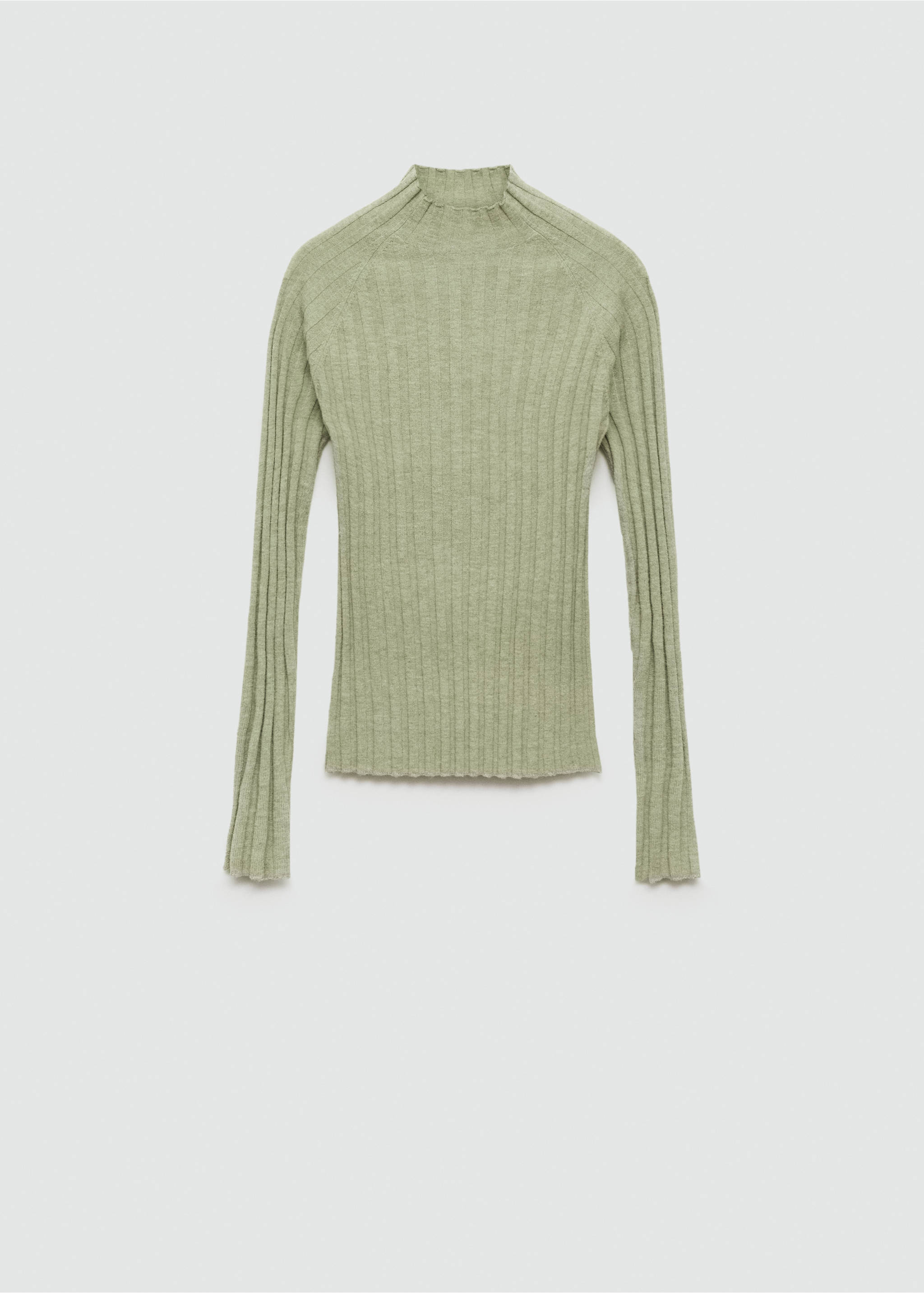 Ribbed sweater with perkins neck - Article without model, Pastel Green. Ref: 77015651-00.