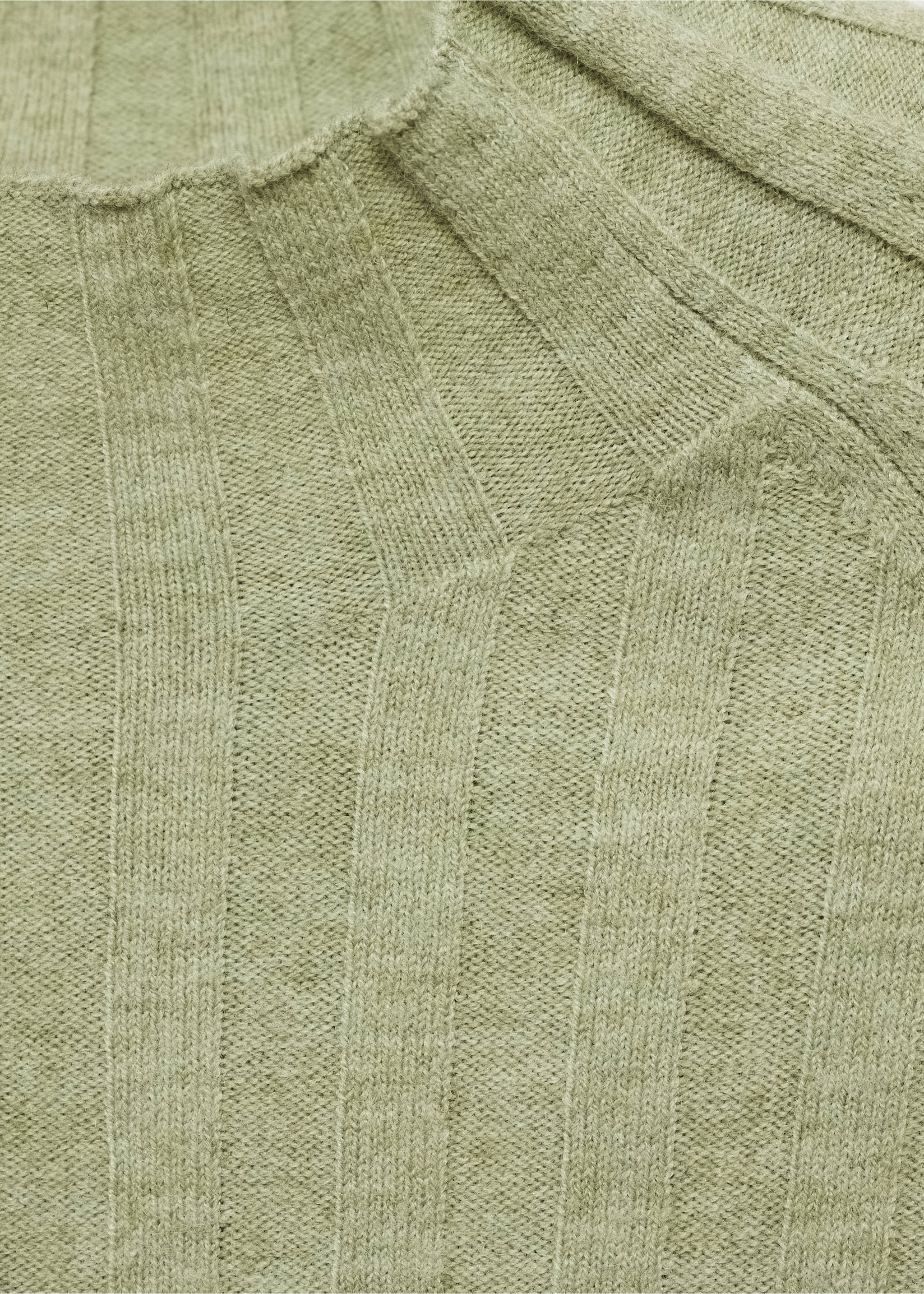 Ribbed sweater with perkins neck - Details of the article 8, Pastel Green. Ref: 77015651-00.