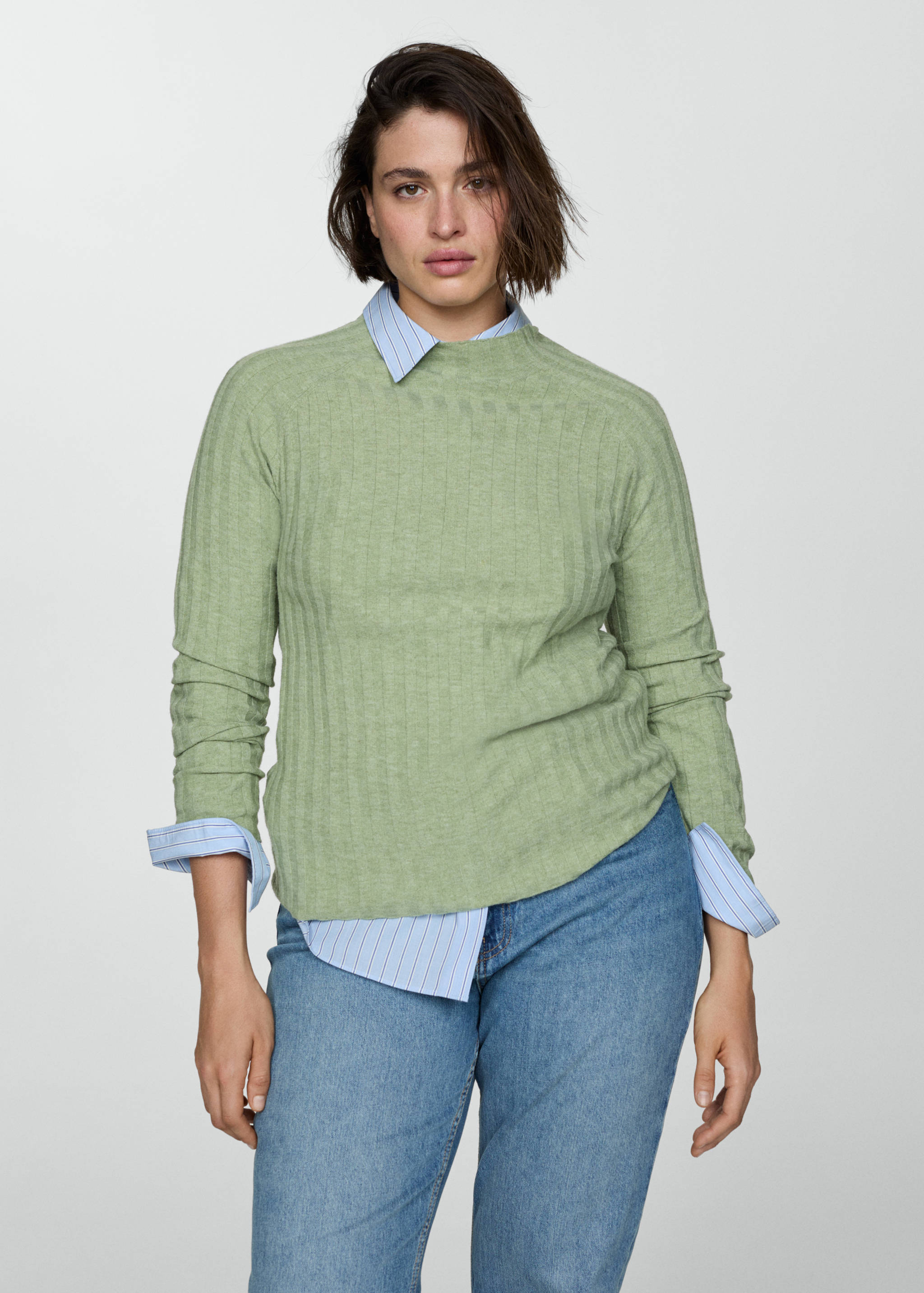 Ribbed sweater with perkins neck - Details of the article 5