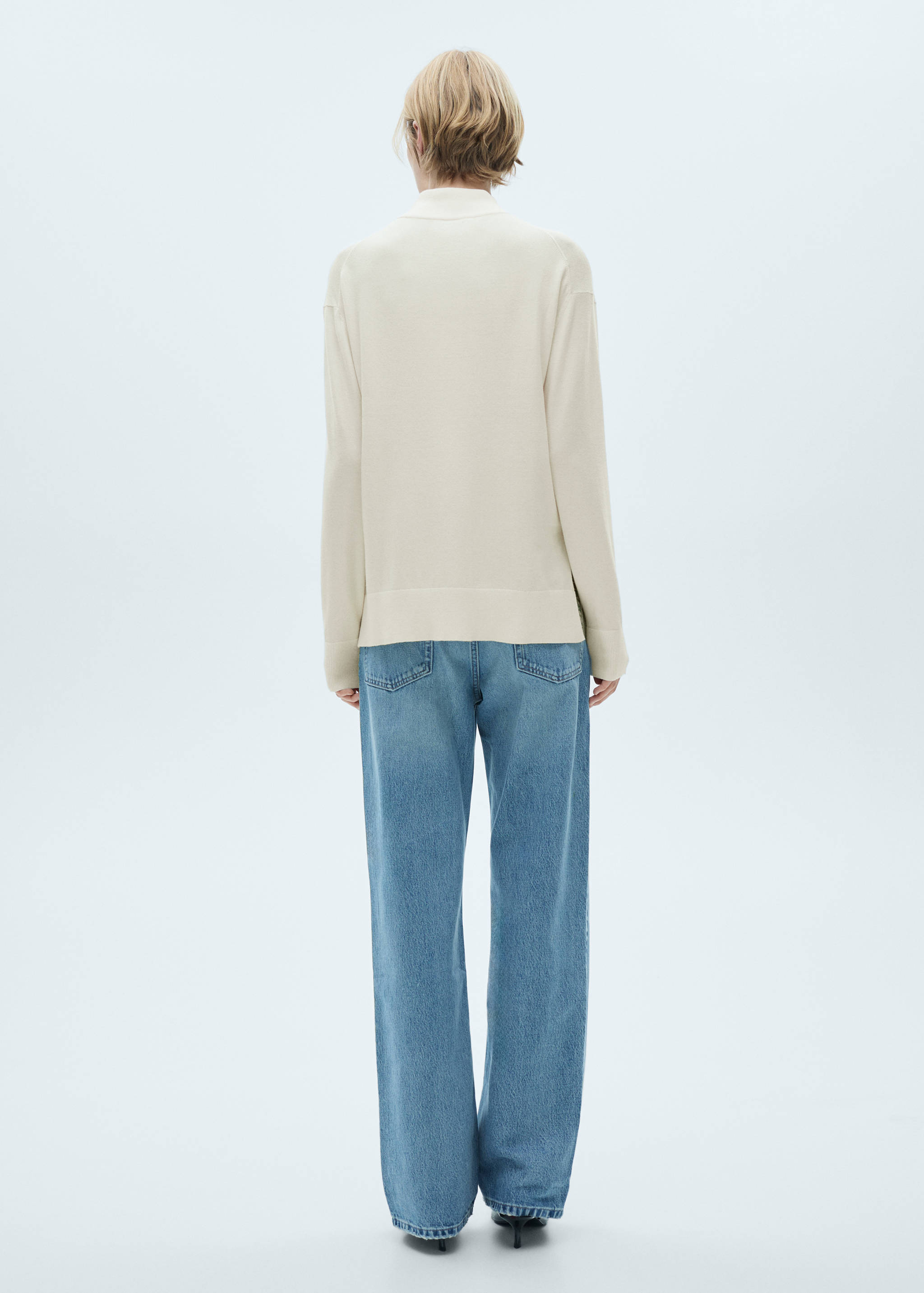 Knitted sweater with perkins neck - Reverse of the article