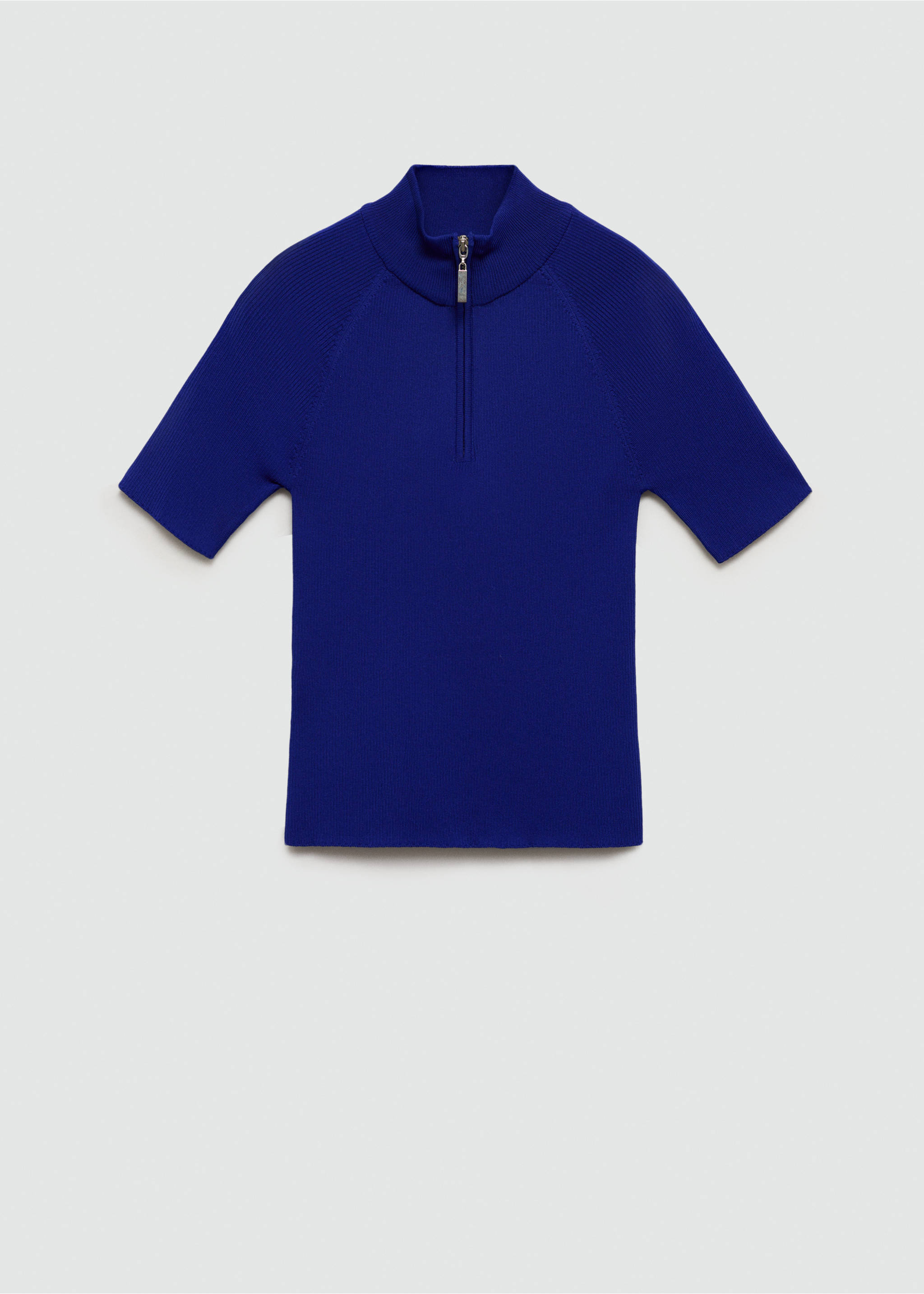 Pull-over manches courtes fermeture Éclair - Article sans modèle, Bleu électrique. Ref: 77015654-00.