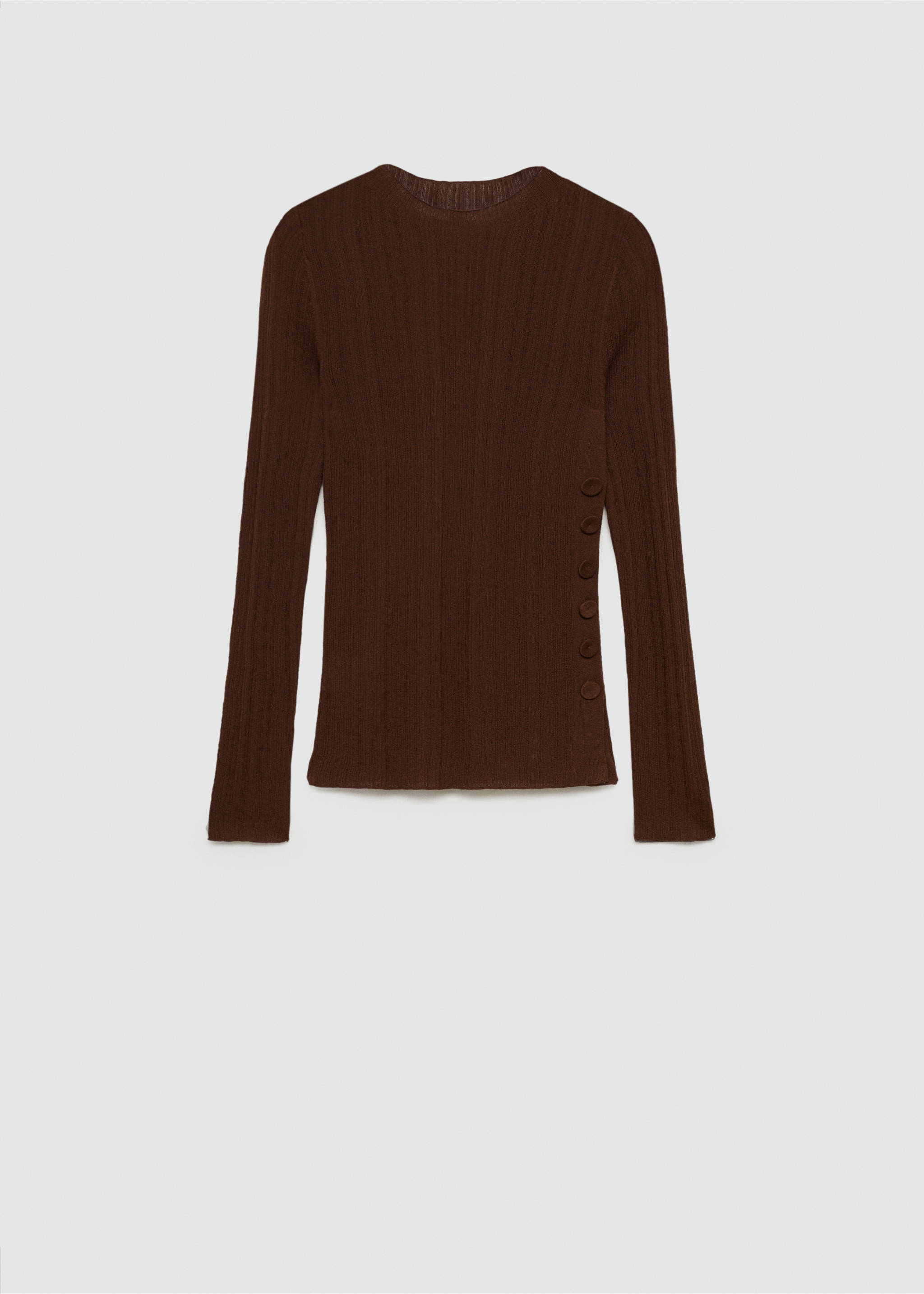 Semi-transparent t-shirt with button detail - Article without model, Chocolate. Ref: 77015657-00.