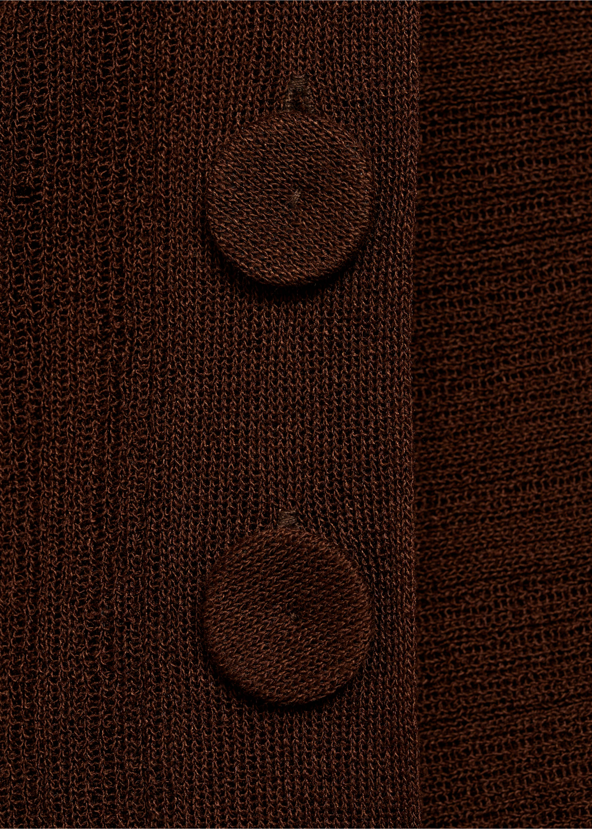 Semi-transparent t-shirt with button detail - Details of the article 8, Chocolate. Ref: 77015657-00.