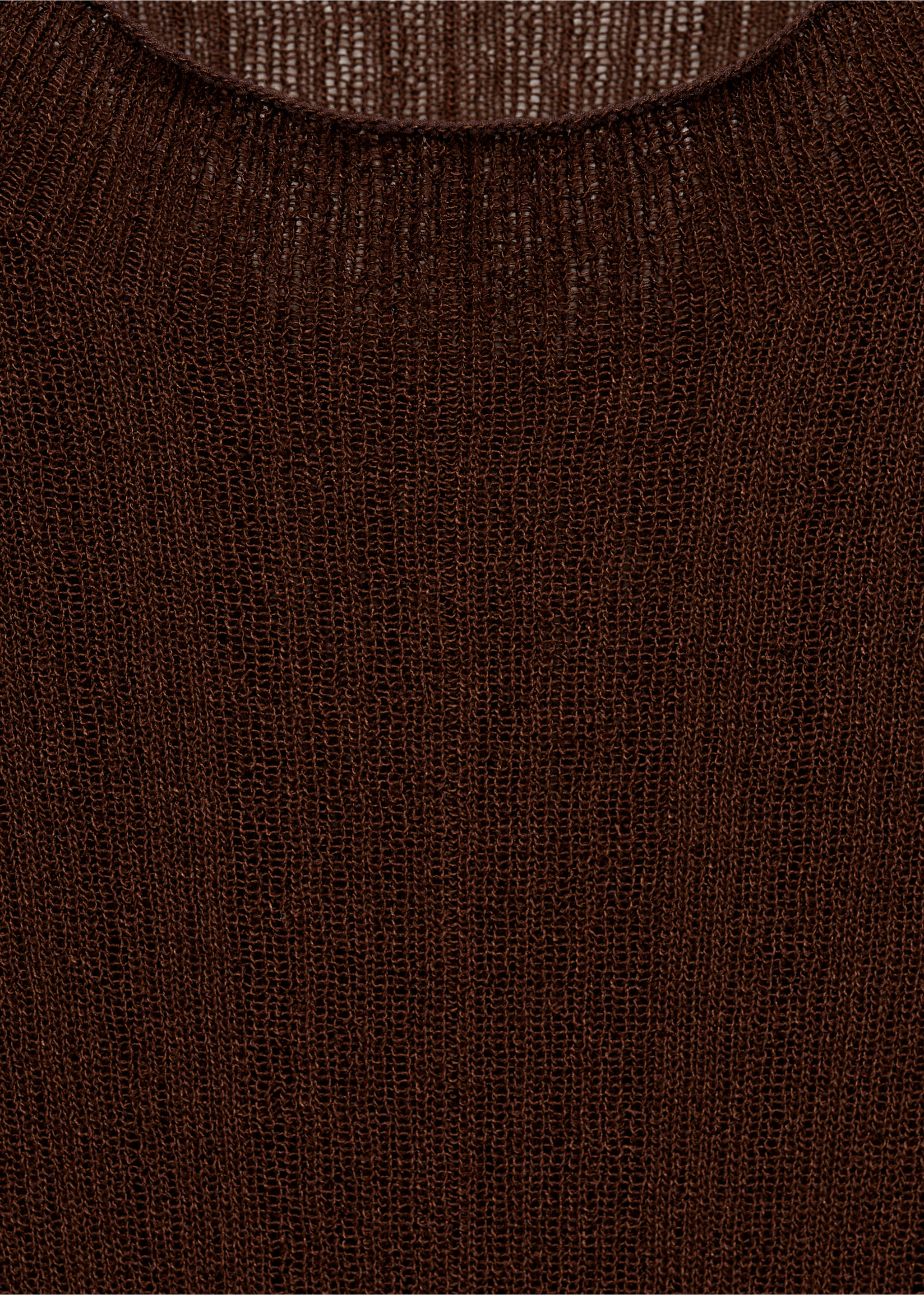 Semi-transparent t-shirt with button detail - Details of the article 0, Chocolate. Ref: 77015657-00.