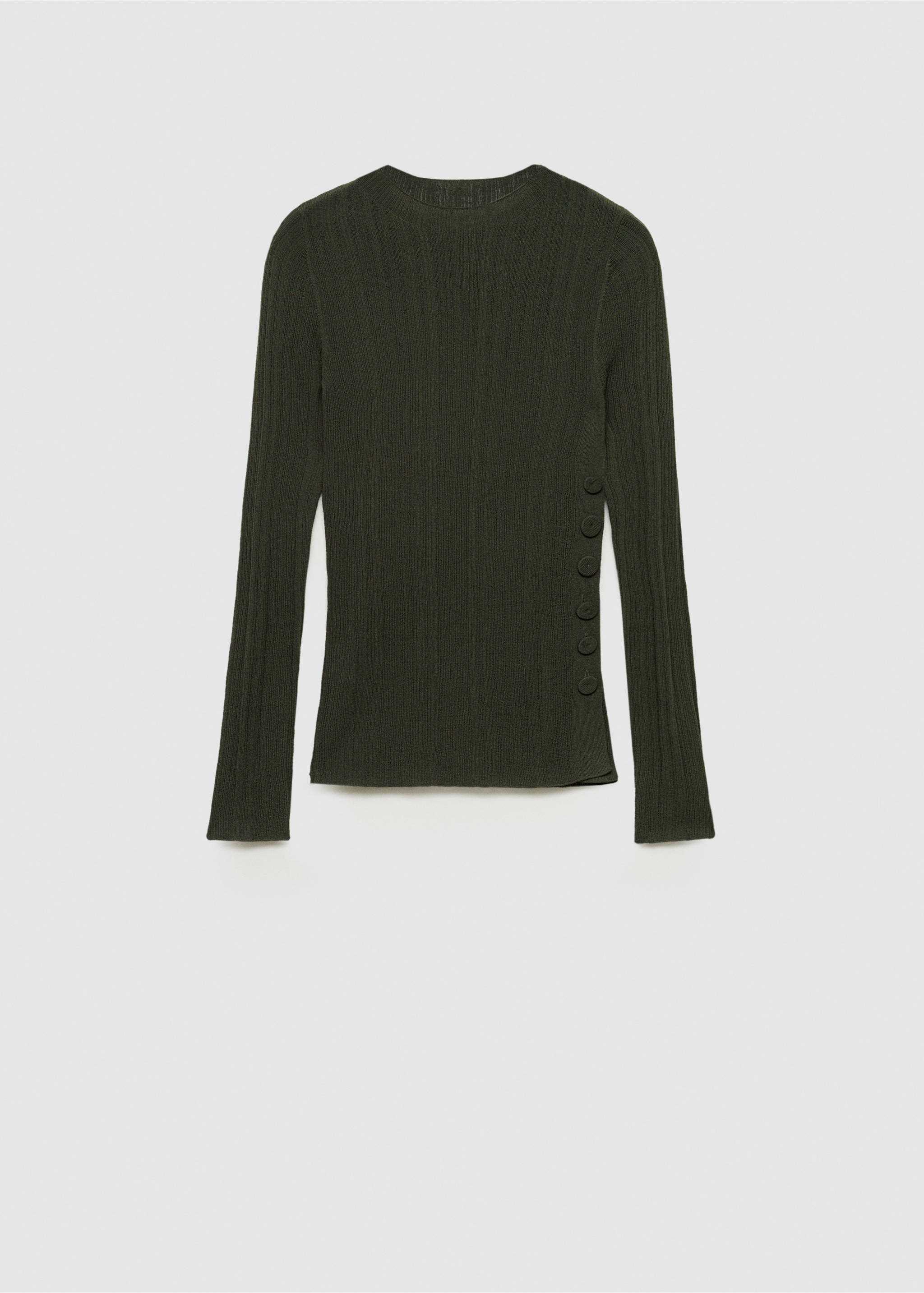 Halbdurchsichtiges T-Shirt mit Knopfdetails - Artikel ohne Model, Dunkelgrün. Ref: 77015657-00.