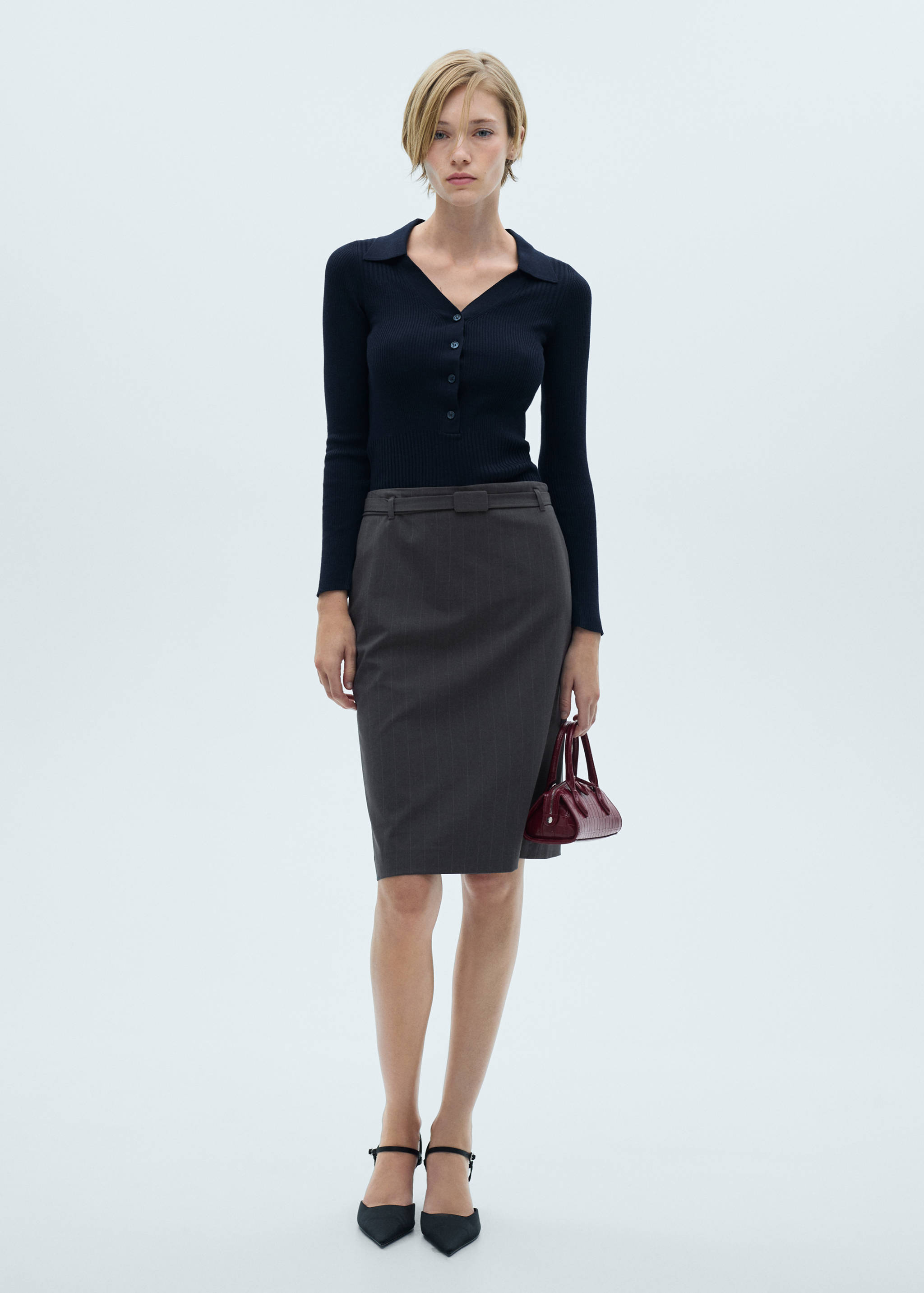 Pull-over maille côtelée boutons - Plan général