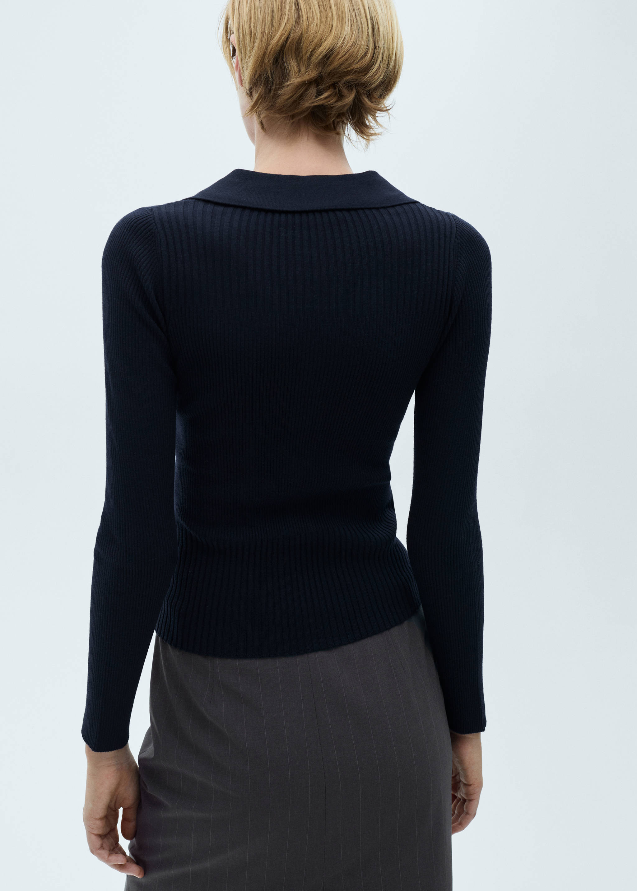 Pull-over maille côtelée boutons - Verso de l’article