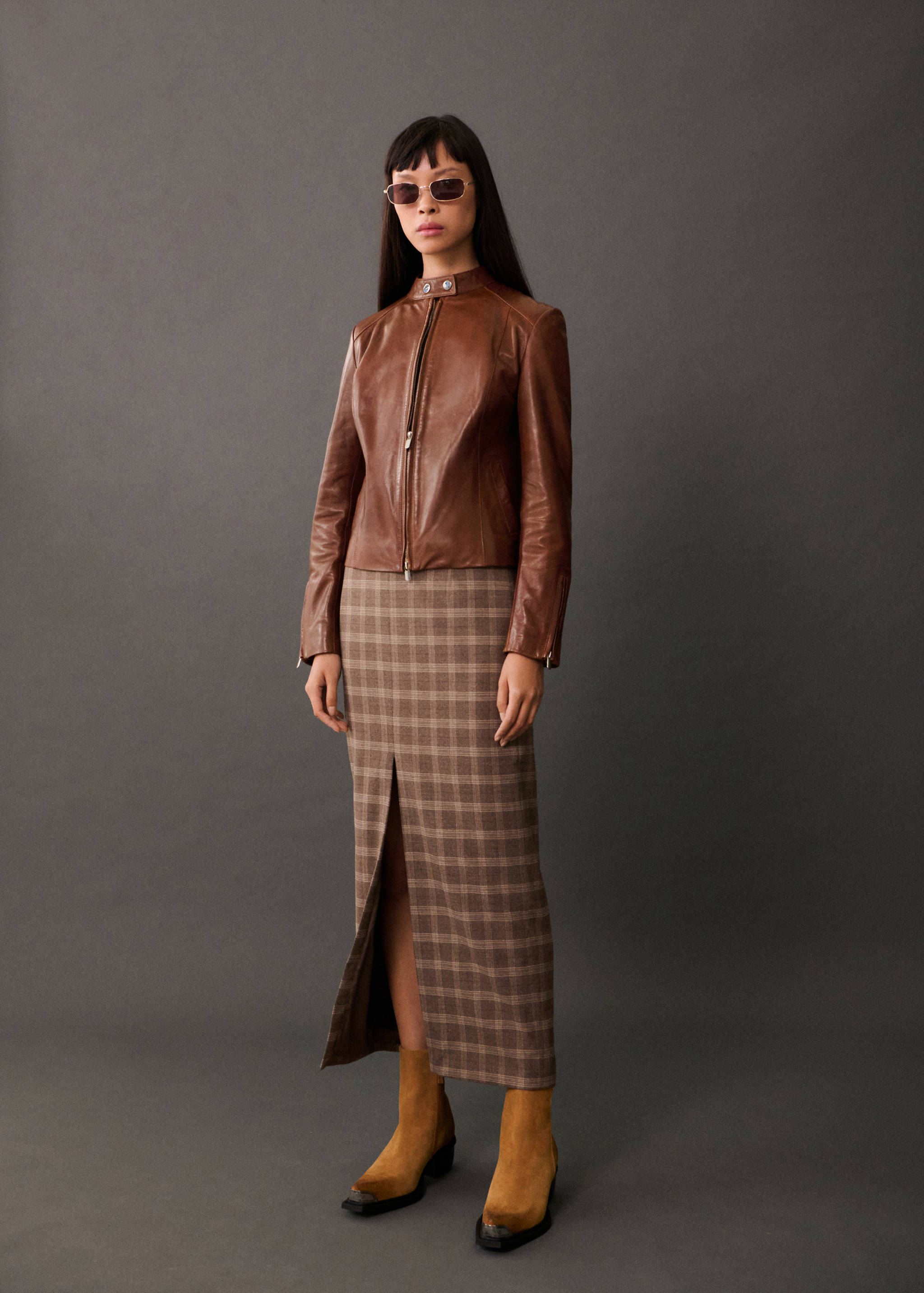 Leather zipper jacket - General plane