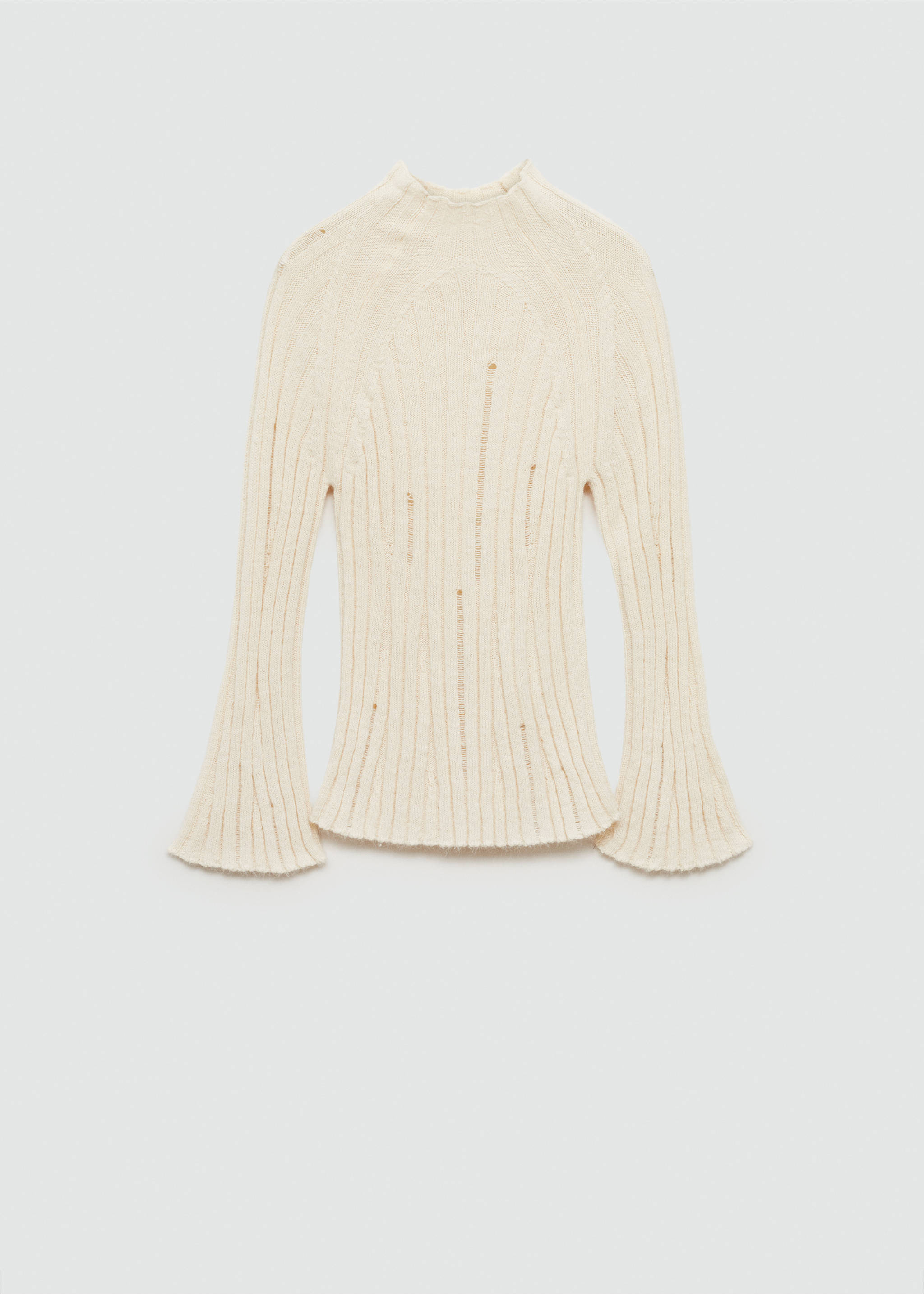 Locker gewebter Rippstrickpullover - Artikel ohne Model, Ecru. Ref: 77015667-00.