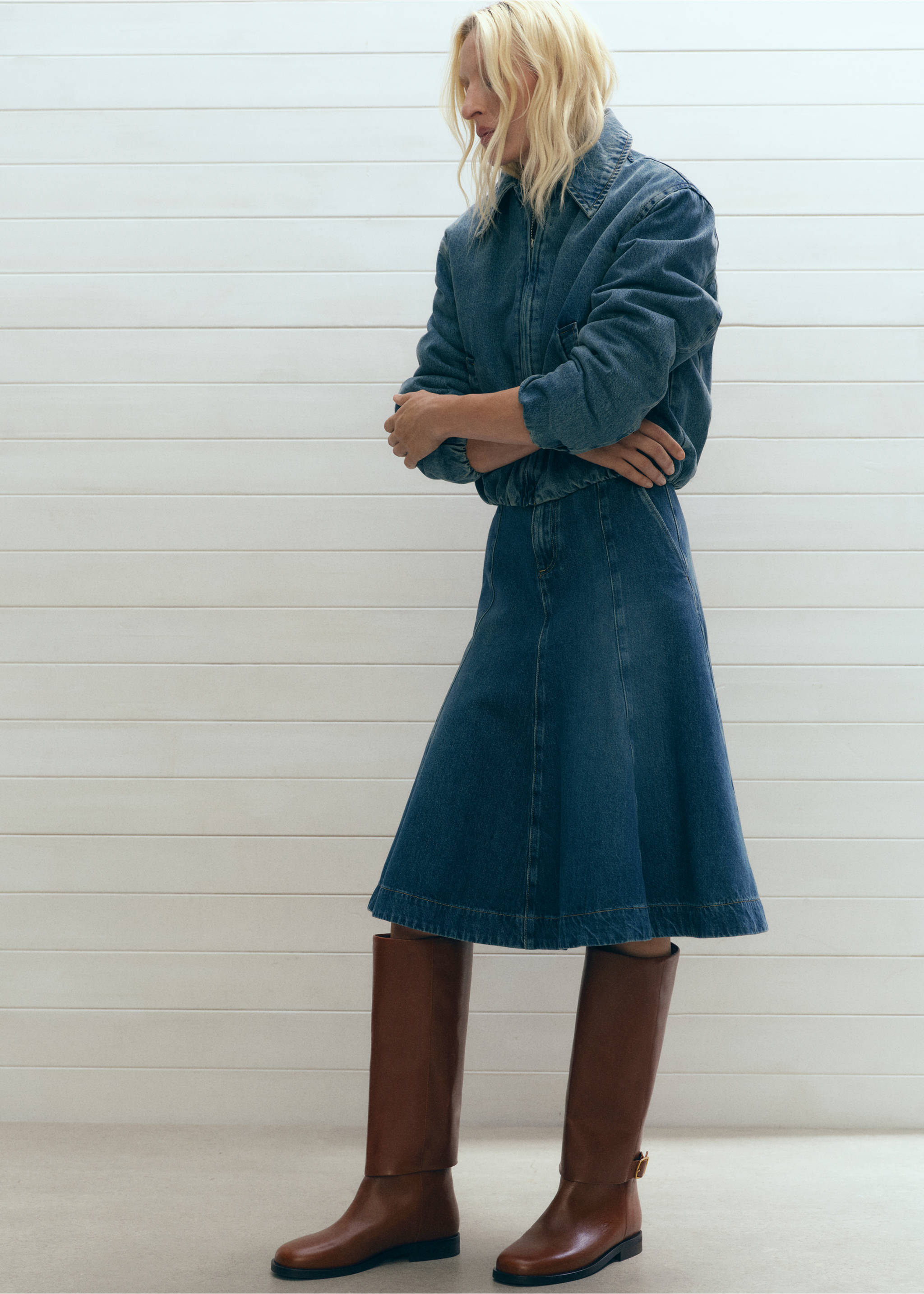 Leather boots with decorative buckle - General plane, Cognac. Ref: 77015672-00.