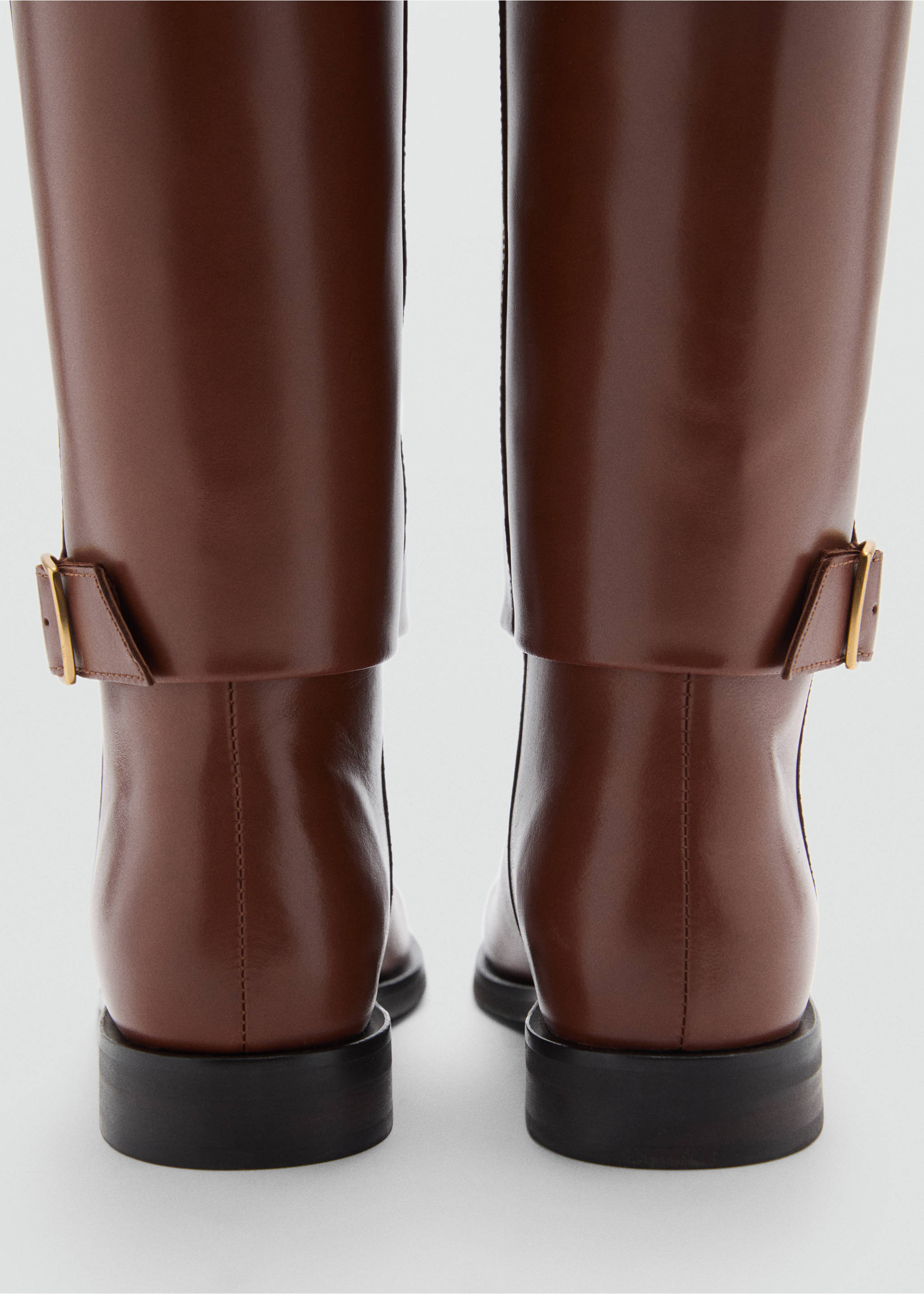 Leather boots with decorative buckle - Details of the article 1, Cognac. Ref: 77015672-00.
