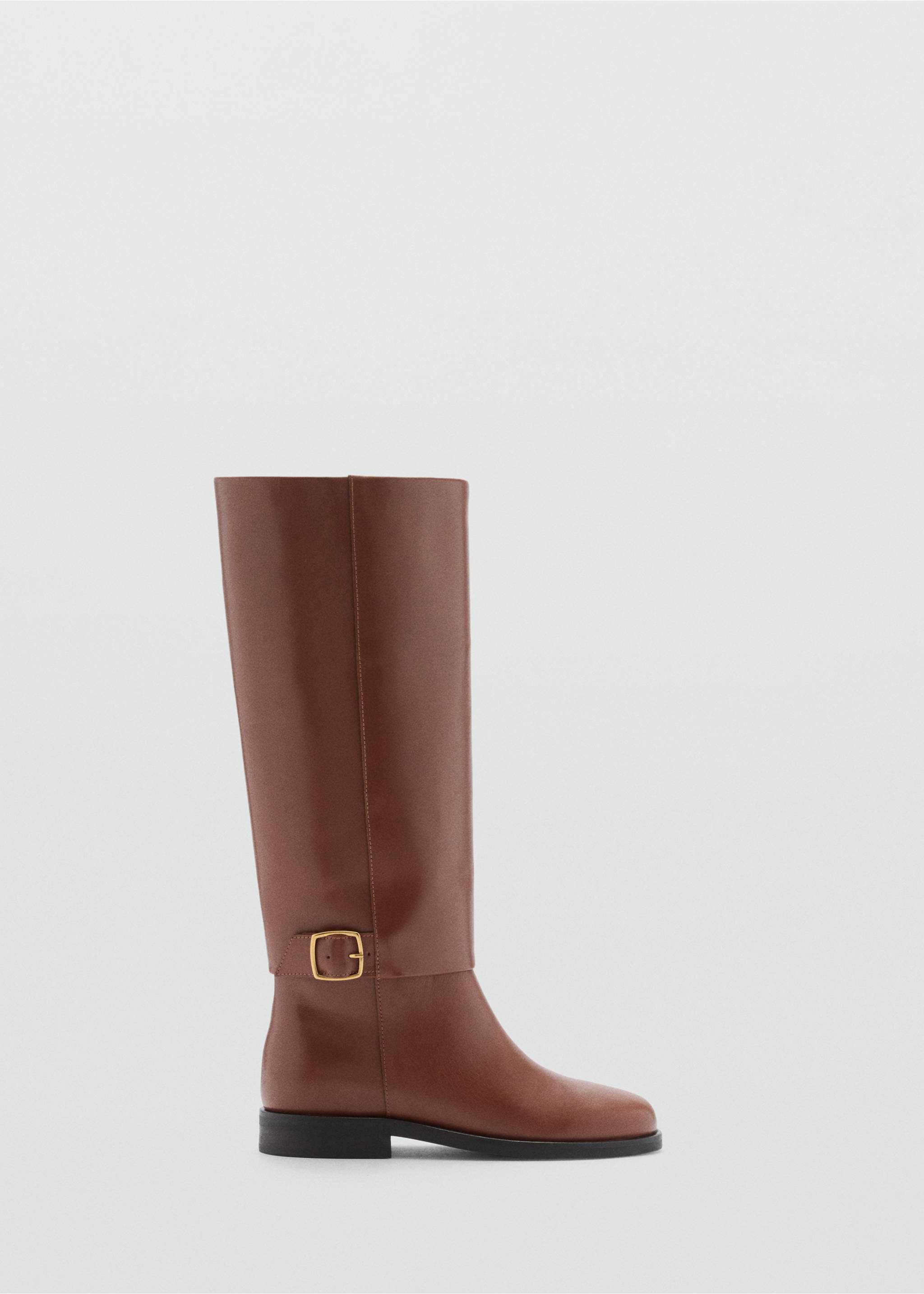 Leather boots with decorative buckle - Article without model, Cognac. Ref: 77015672-00.