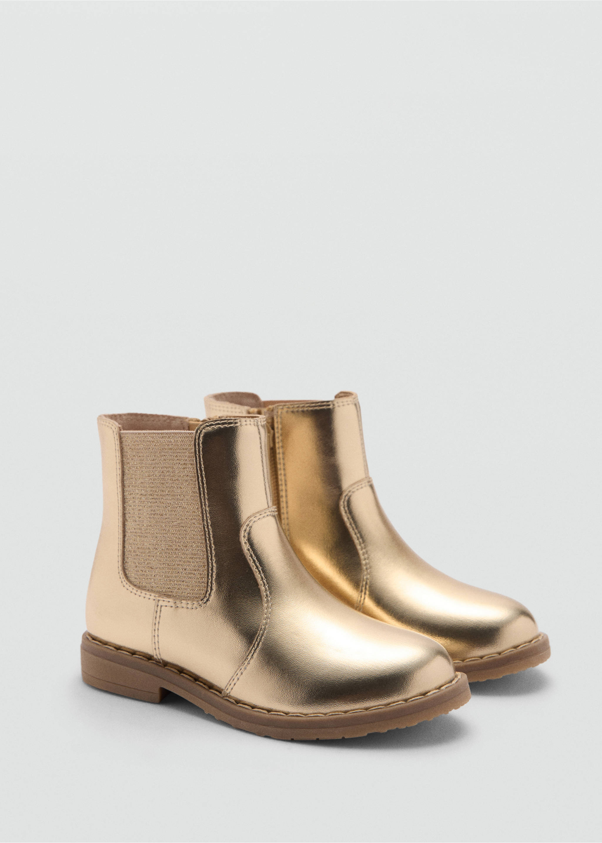 Stiefelette mit Metallic-Finish - Mittlere Ansicht, Gold. Ref: 77015971-00.
