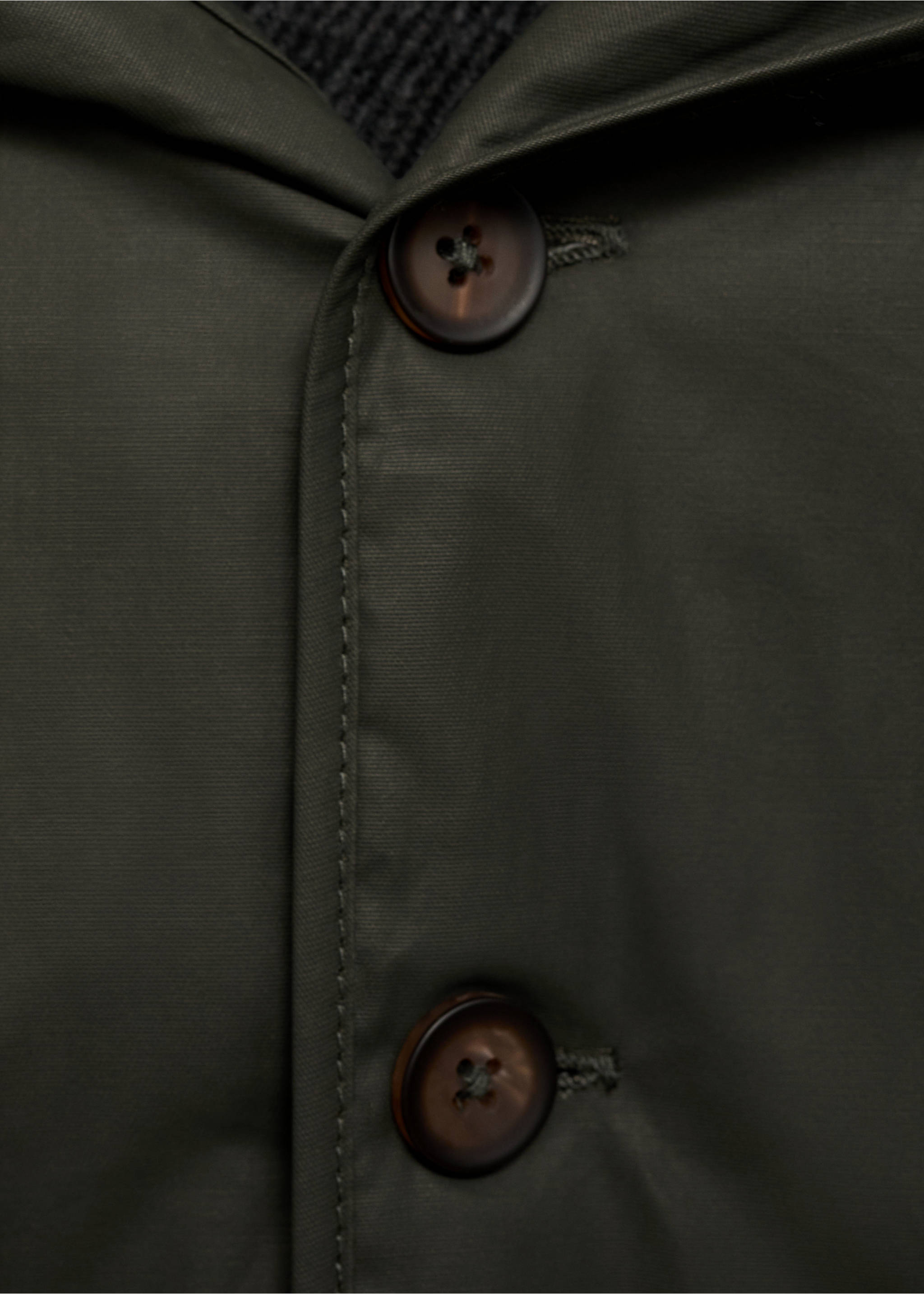 Inner jacket cotton-blend coat - Details of the article 8, Dark Green. Ref: 77015973-00.
