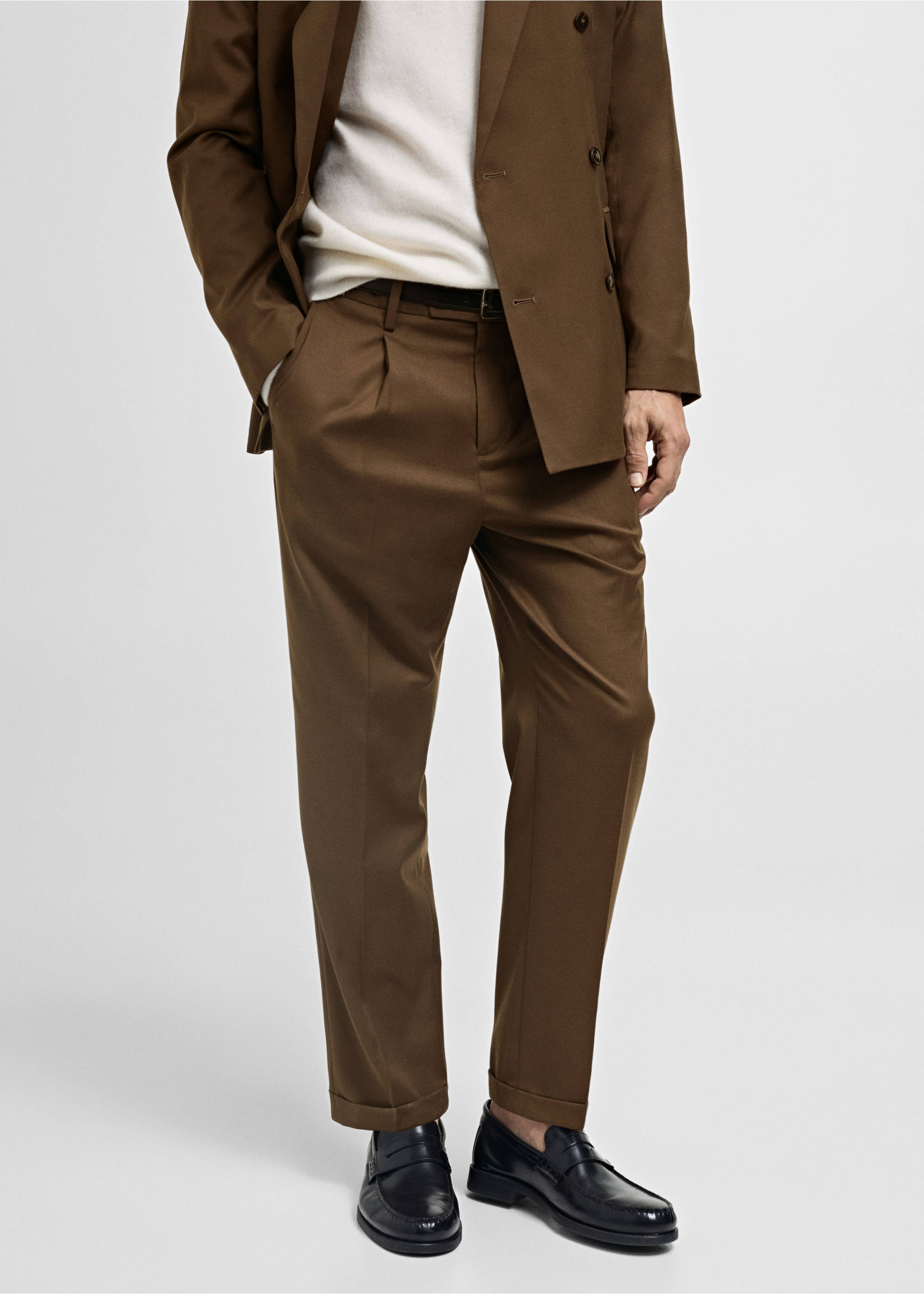 Slim Fit-Anzughose - Mittlere Ansicht, Braun. Ref: 77015975-00.